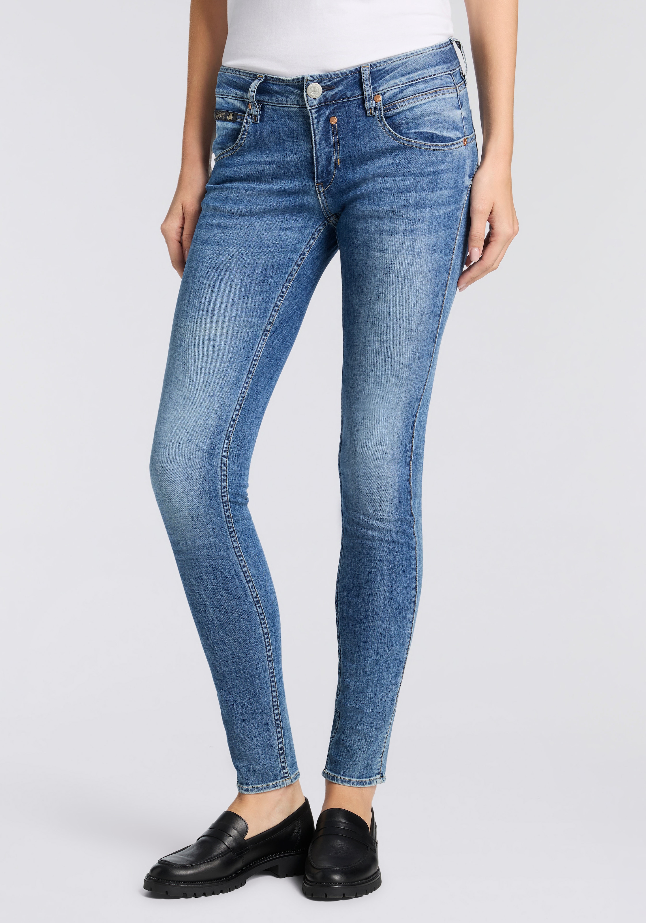 Image of Herrlicher Slim-fit-Jeans "Touch Slim Denim Light" Mid Waist
