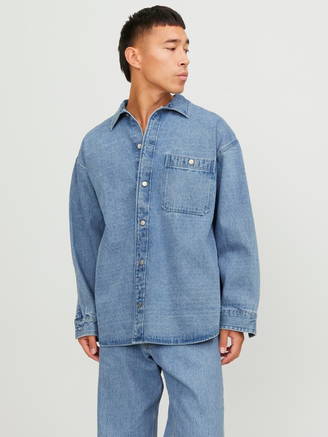 Image of Jack & Jones Langarmhemd "JORSANTORINI DENIM OVERSHIRT LS SN"