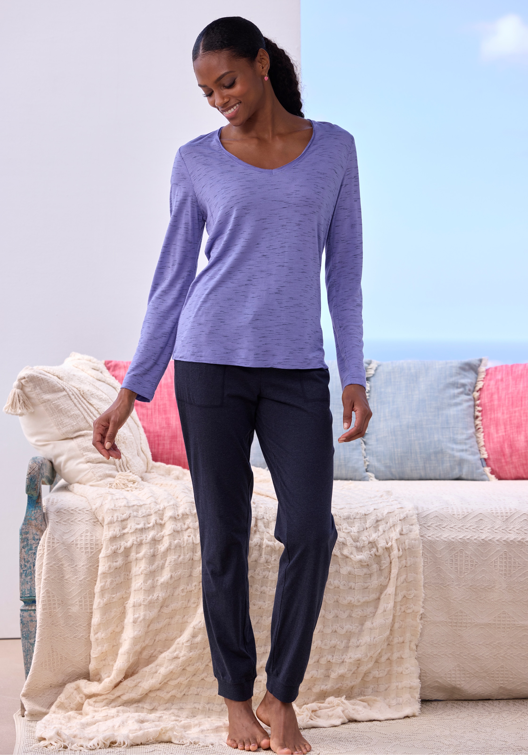 Vivance Dreams Pyjama 2 Stk. tlg., mit schönem Melangeeffekt