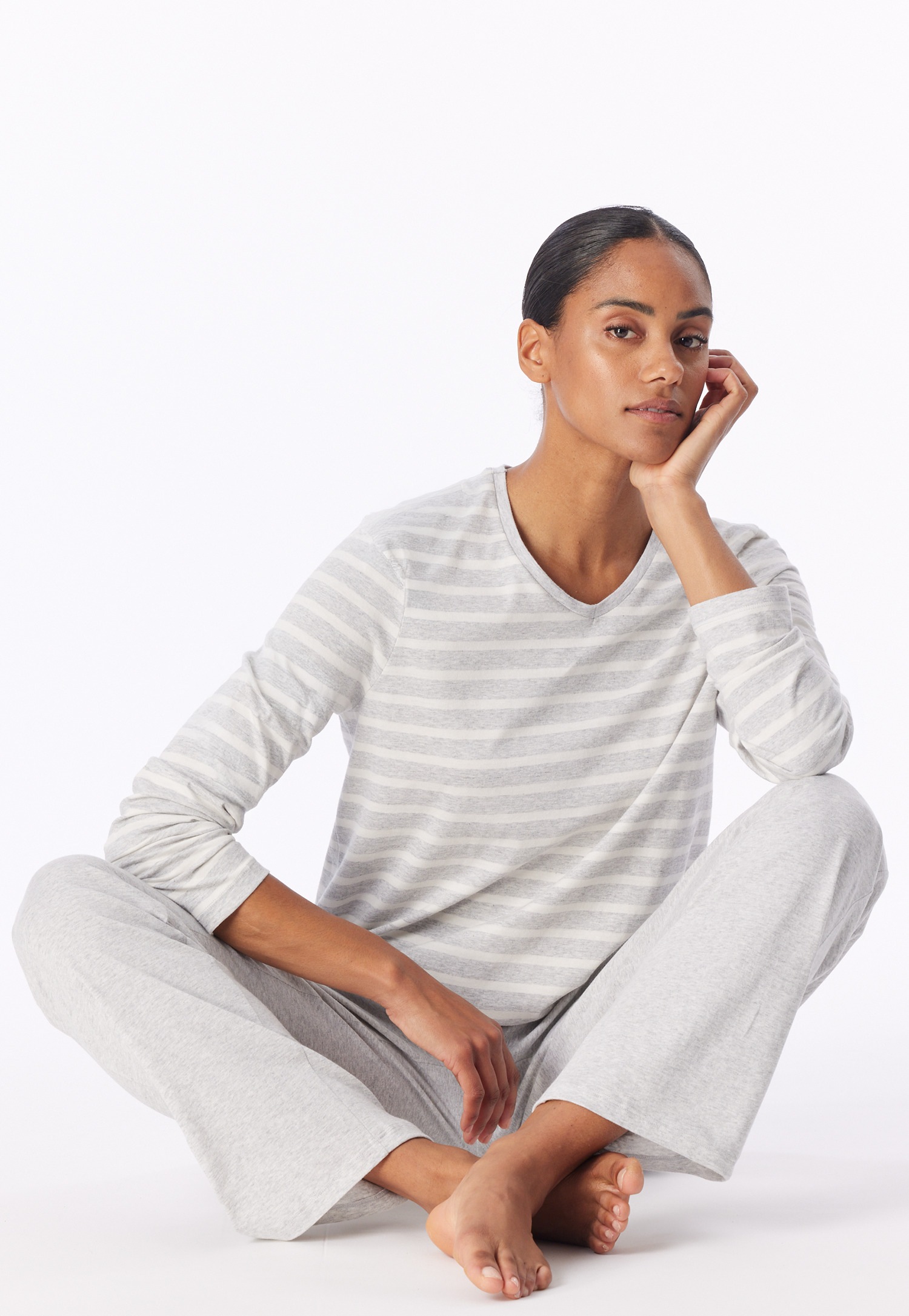 Schiesser Pyjama »Casual Essentials« 2 coton, col rond, manches longues