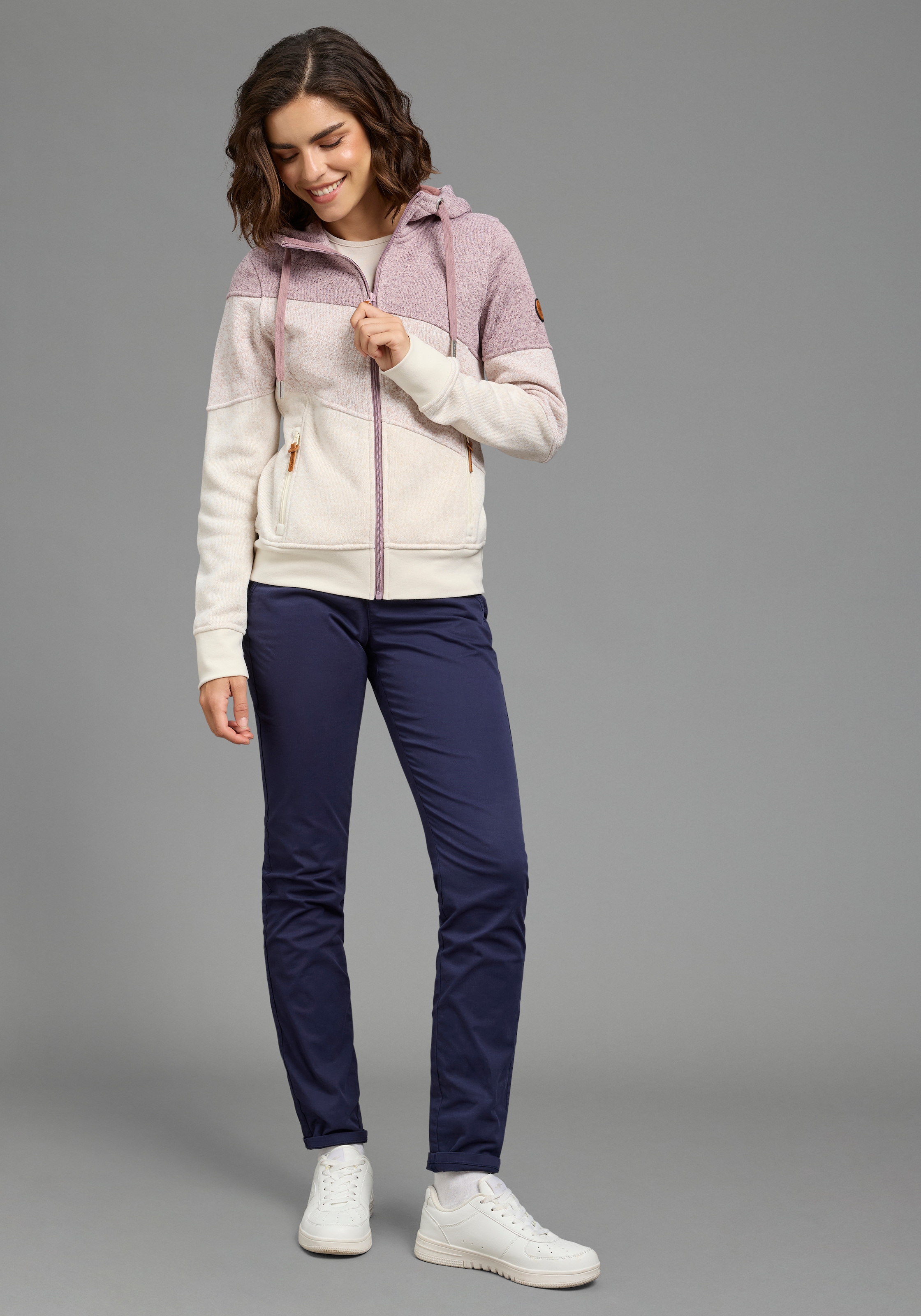 KangaROOS Veste en laine polaire avec capuche veste en polaire tricotée color block pour la mi-saison