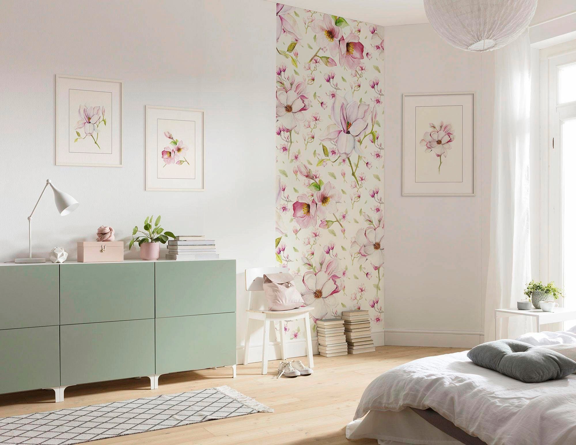 Komar Poster »Magnolia Blossom«, 1), auf Wohnzimmer Kinderzimmer, versandkostenfrei Blumen, Teile Schlafzimmer, 1 (Packung, St., Anzahl