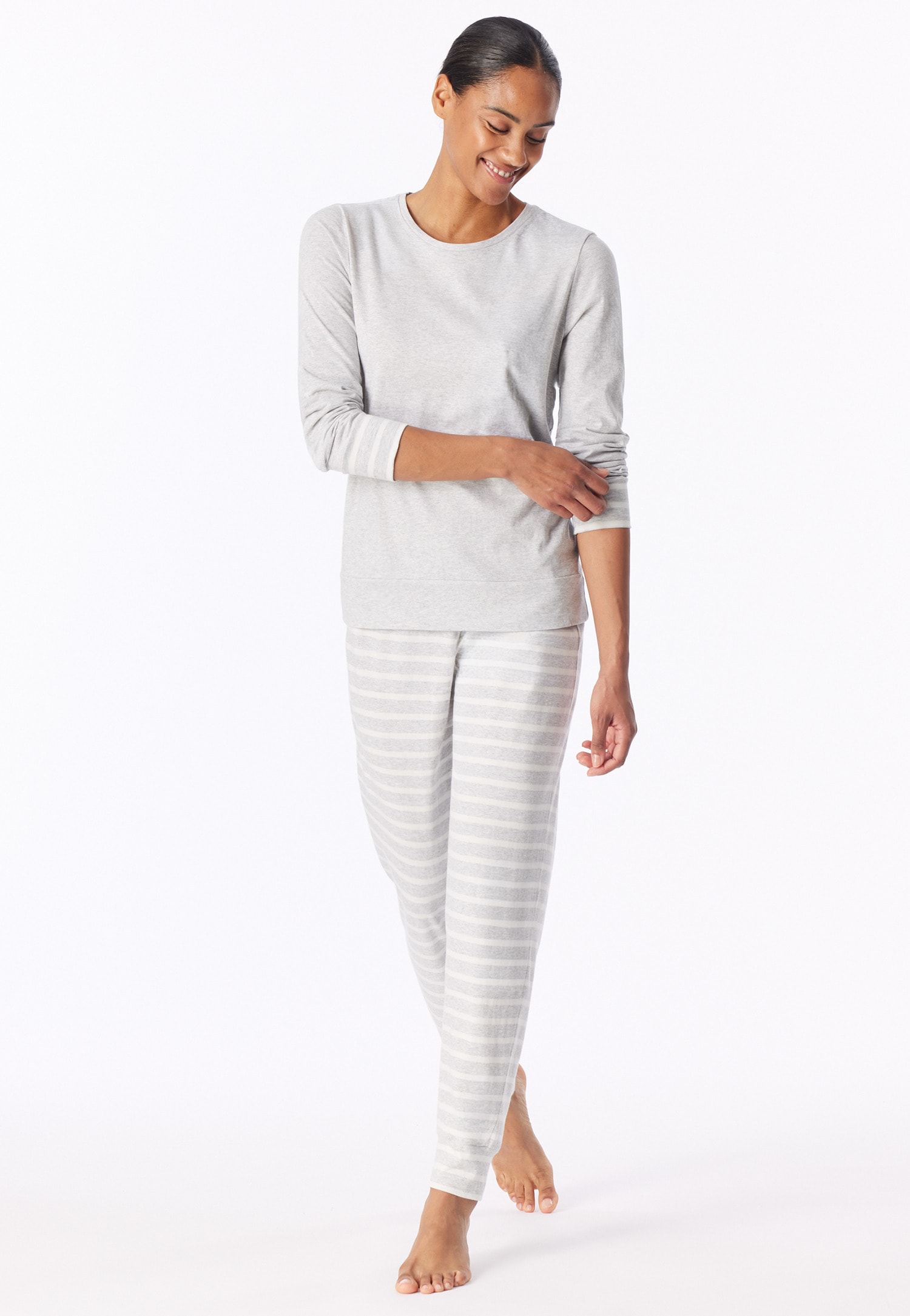 Image of Schiesser Schlafanzug "Casual Essentials" 2 Baumwolle, Rundhalsausschnitt, langärmelig