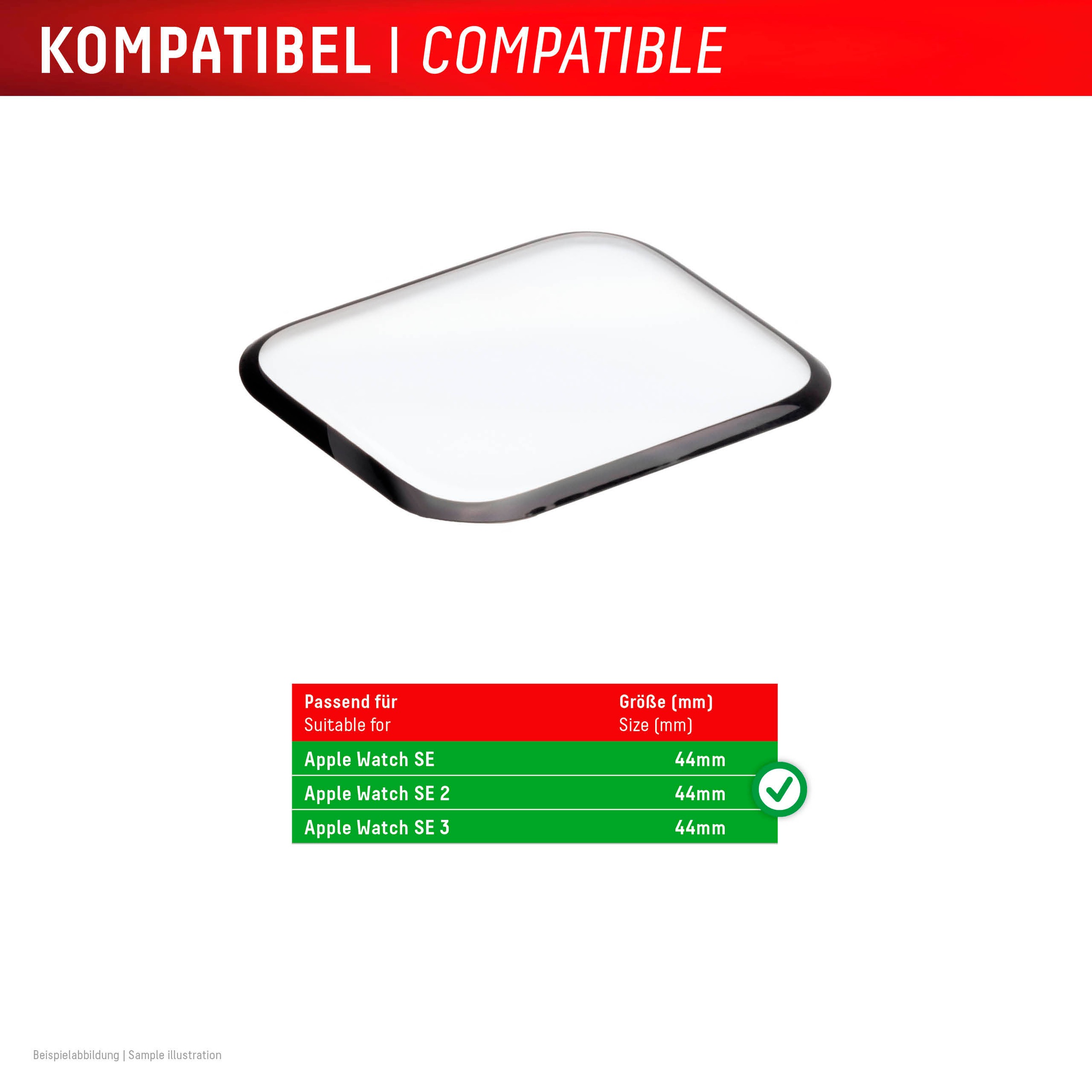 Displex Displayschutzglas »Smartwatch Glass Unbreakable Protector Full Cover« für Apple Watch SE 44 mm;Apple Watch SE 2 44 mm;Apple Watch SE 3 44 mm Packung, 2x Acrylglas Protector,  Displayschutzfolie, kratz- & stossfest