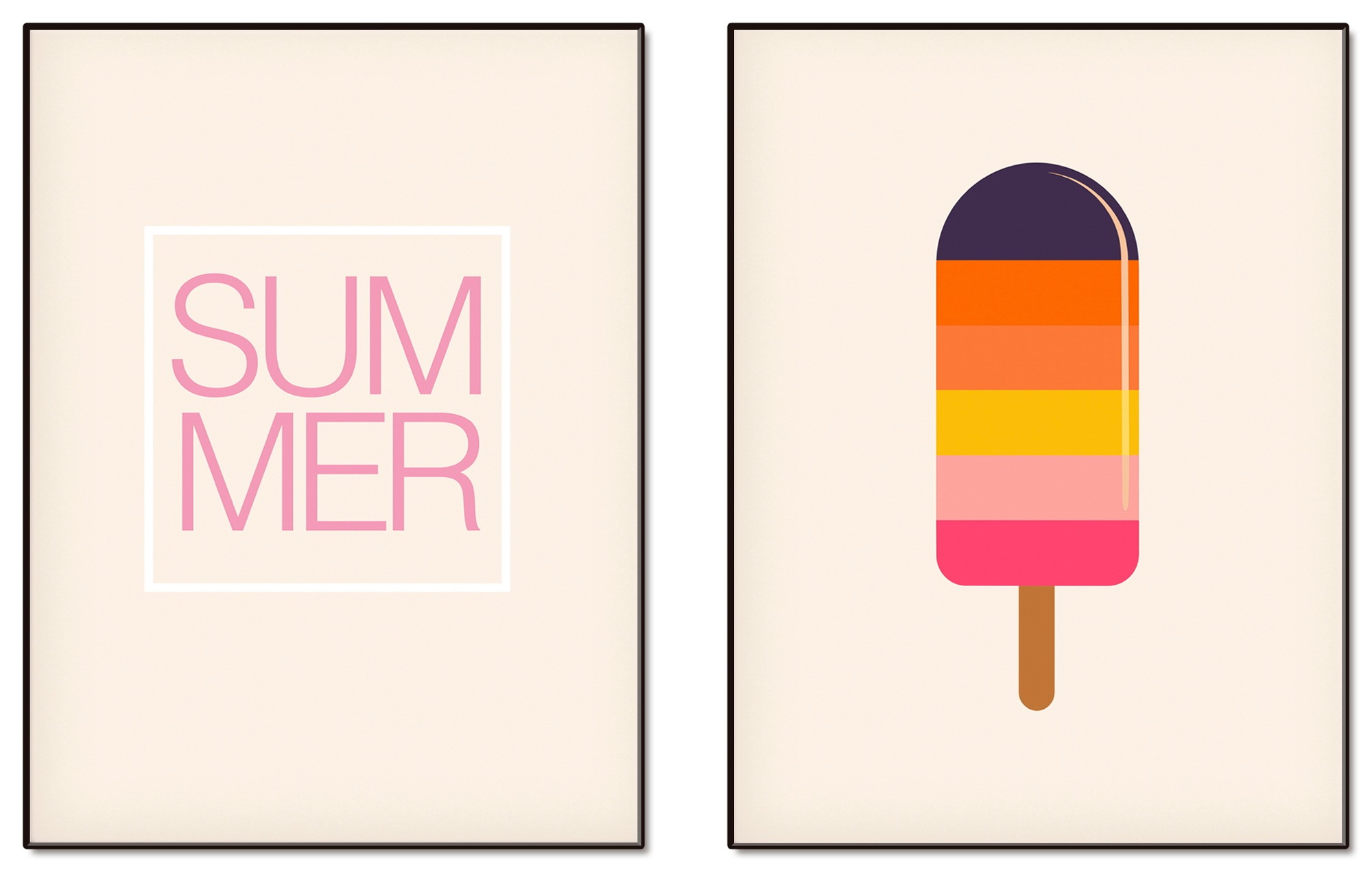 Image of GOODproduct Wandbild "Summer & Ice" Symbole Zeichen 2 Stk. tlg. als Poster oder Leinwandbilder Set