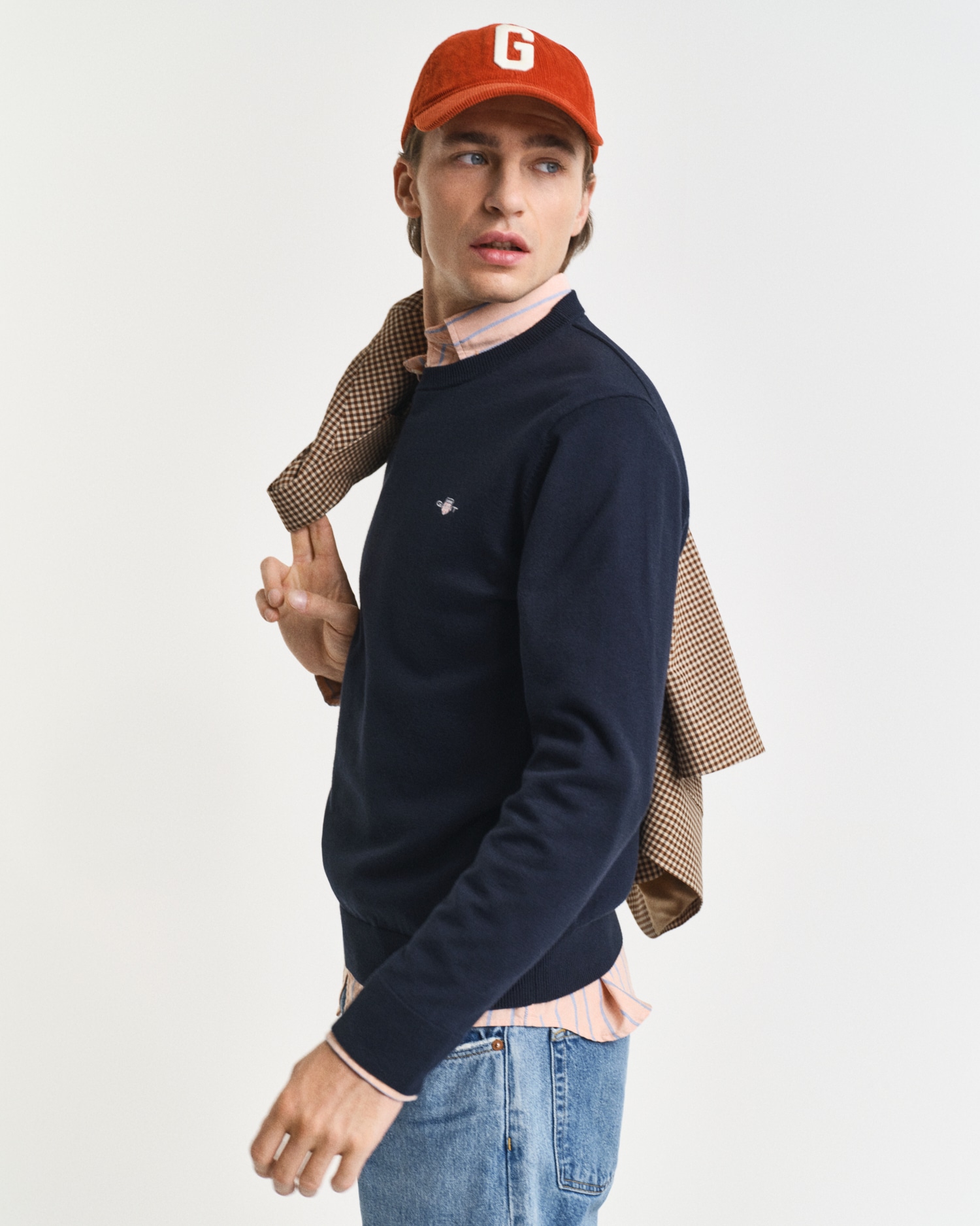 Gant Rundhalspullover »CLASSIC COTTON C-NECK« Premium Strickpullver aus weicher 100% Baumwolle, Übergangspullover