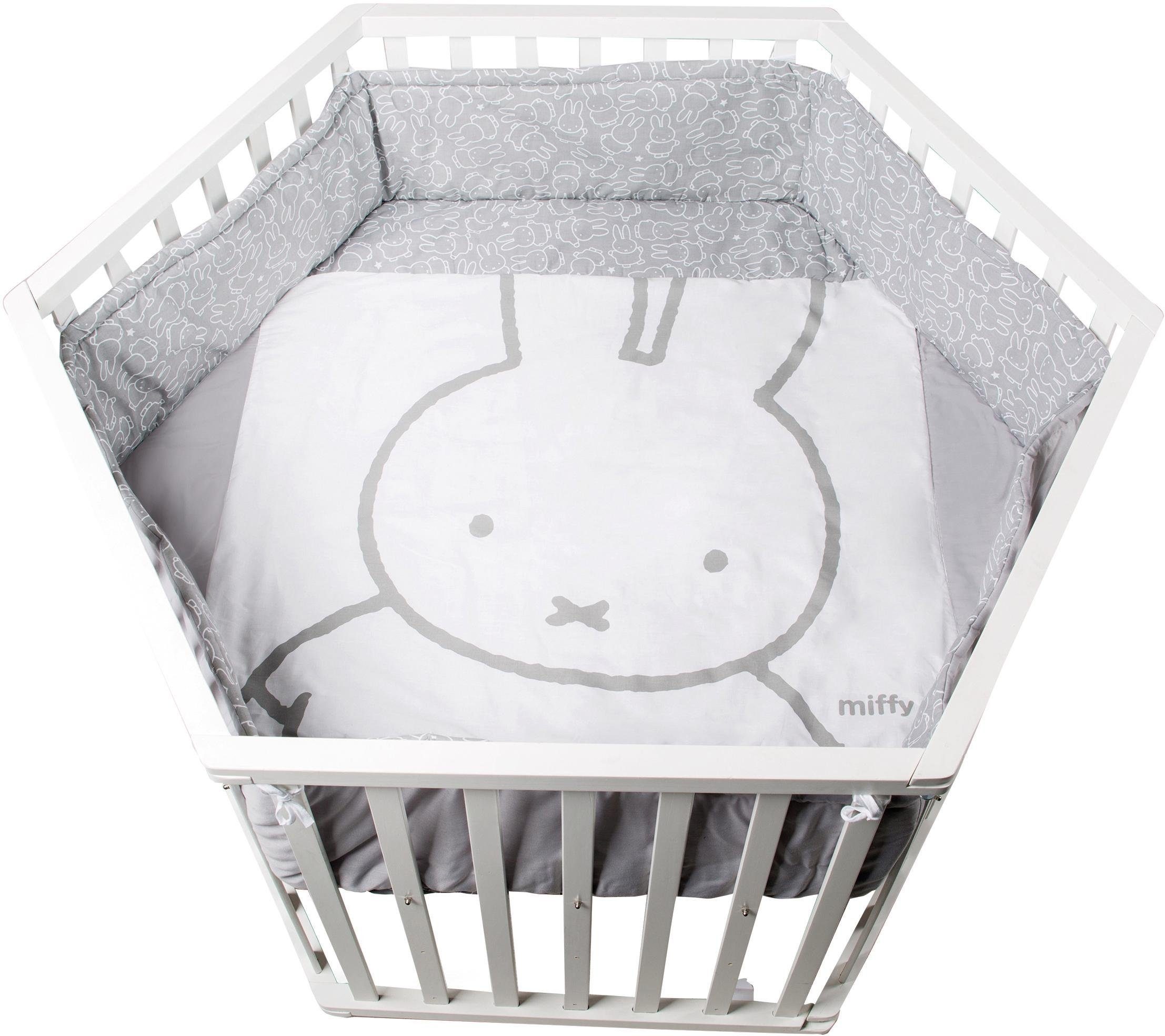 Image of roba Laufgitter "miffy, weiss, 6-eckig" bis 15 kg mit Stoffeinlage und Nestchen