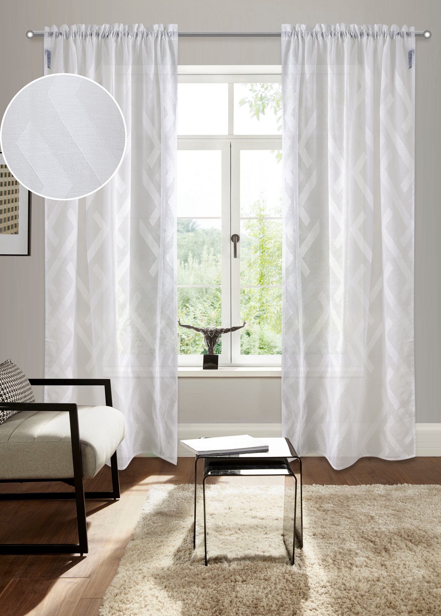 Image of Bruno Banani Gardine "Lynn" Stangendurchzug 1 Stk. tlg. schöner Schal, Scherli, zeitlos und modern