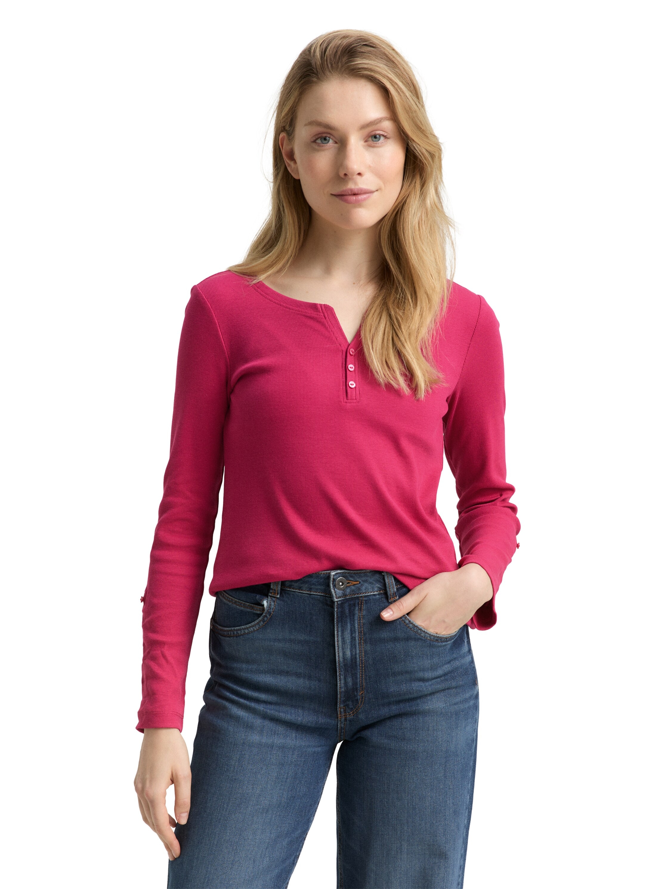 TOM TAILOR Henleyshirt mit Turn-Up-Arm