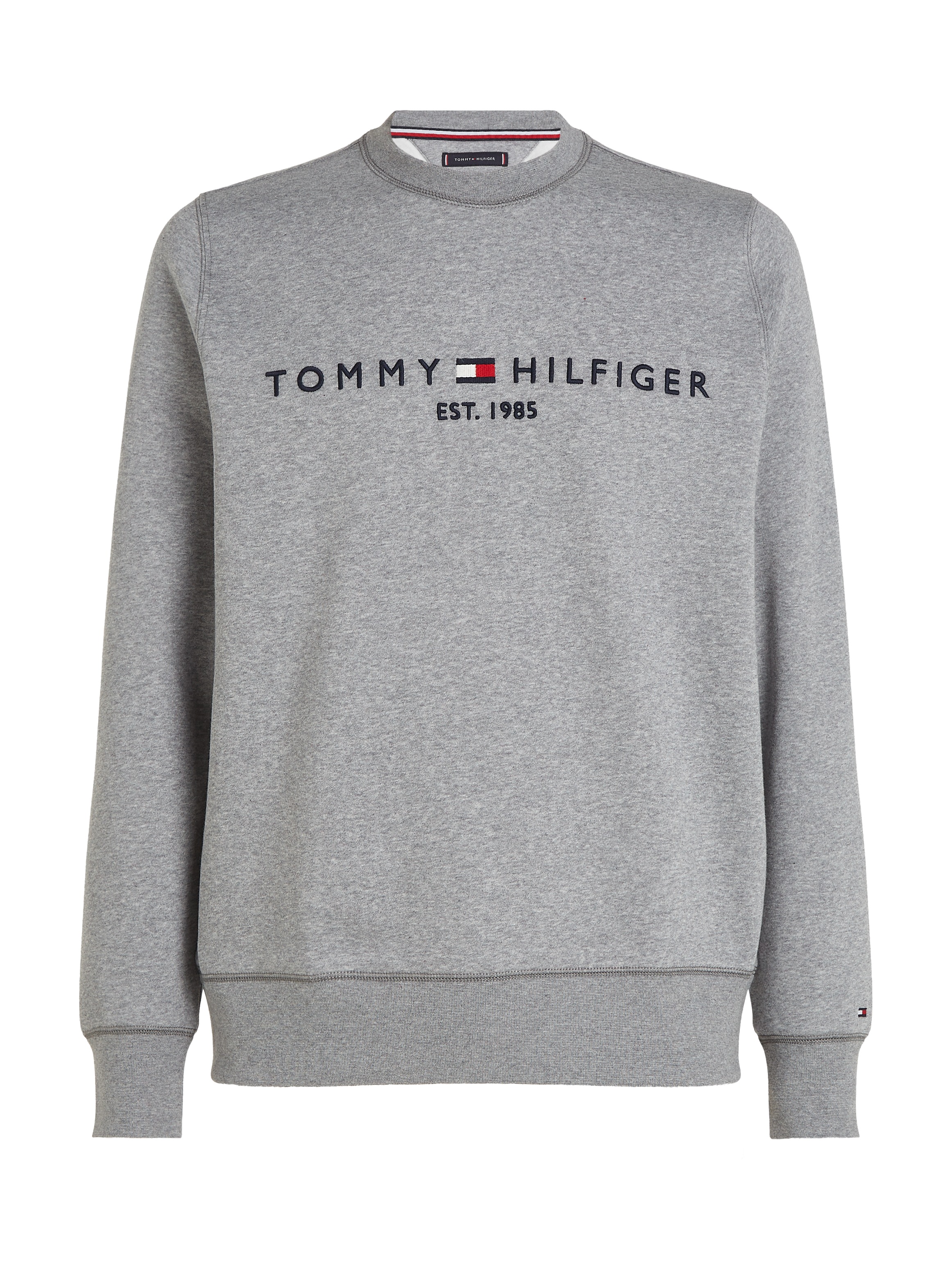 Tommy Hilfiger Sweatshirt »TOMMY LOGO SWEATSHIRT mit Rundhals und Stickerei«, unifarben, casual, regular fit, Baumwollmix, Rundhals