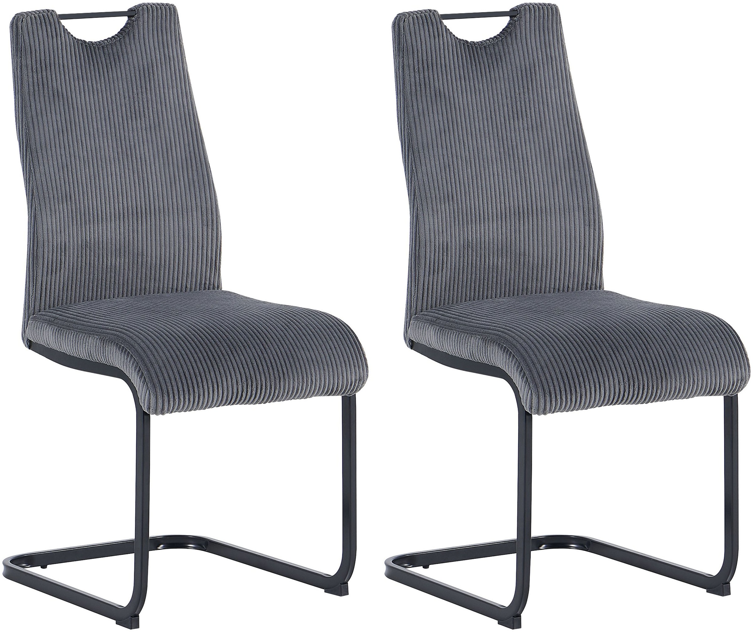 Image of byLIVING Freischwinger "CAPRI" (Set) 2 Stk.Grob-Cord, bis 110 kg, Schaumstoff, Schwingstuhlgestell, mit Griff