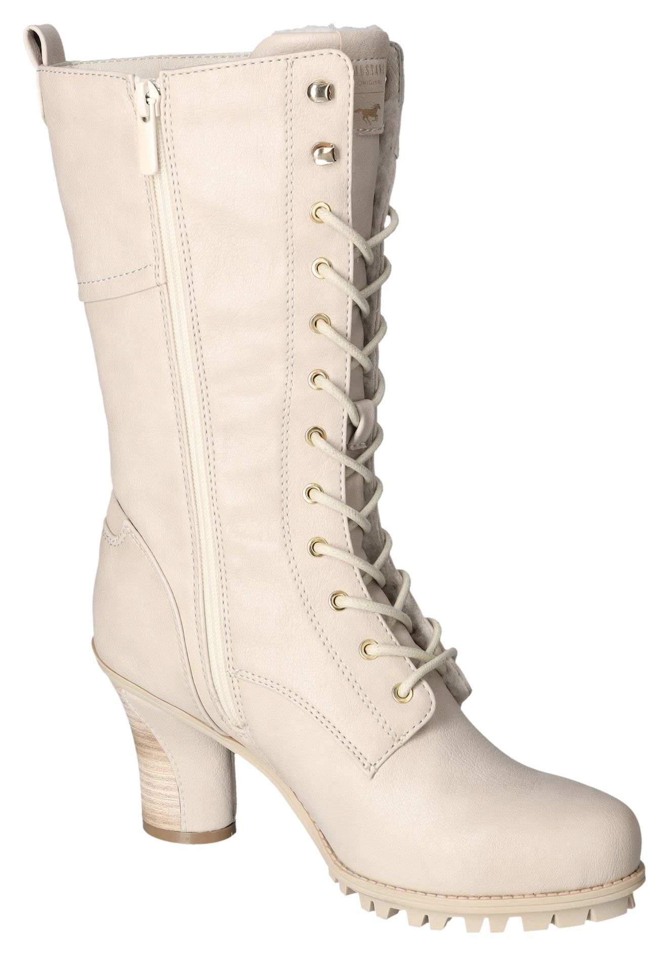Mustang Shoes Winterstiefel, Absatzstiefel, Profilsohle, mit zusätzlichem Innenreissverschluss