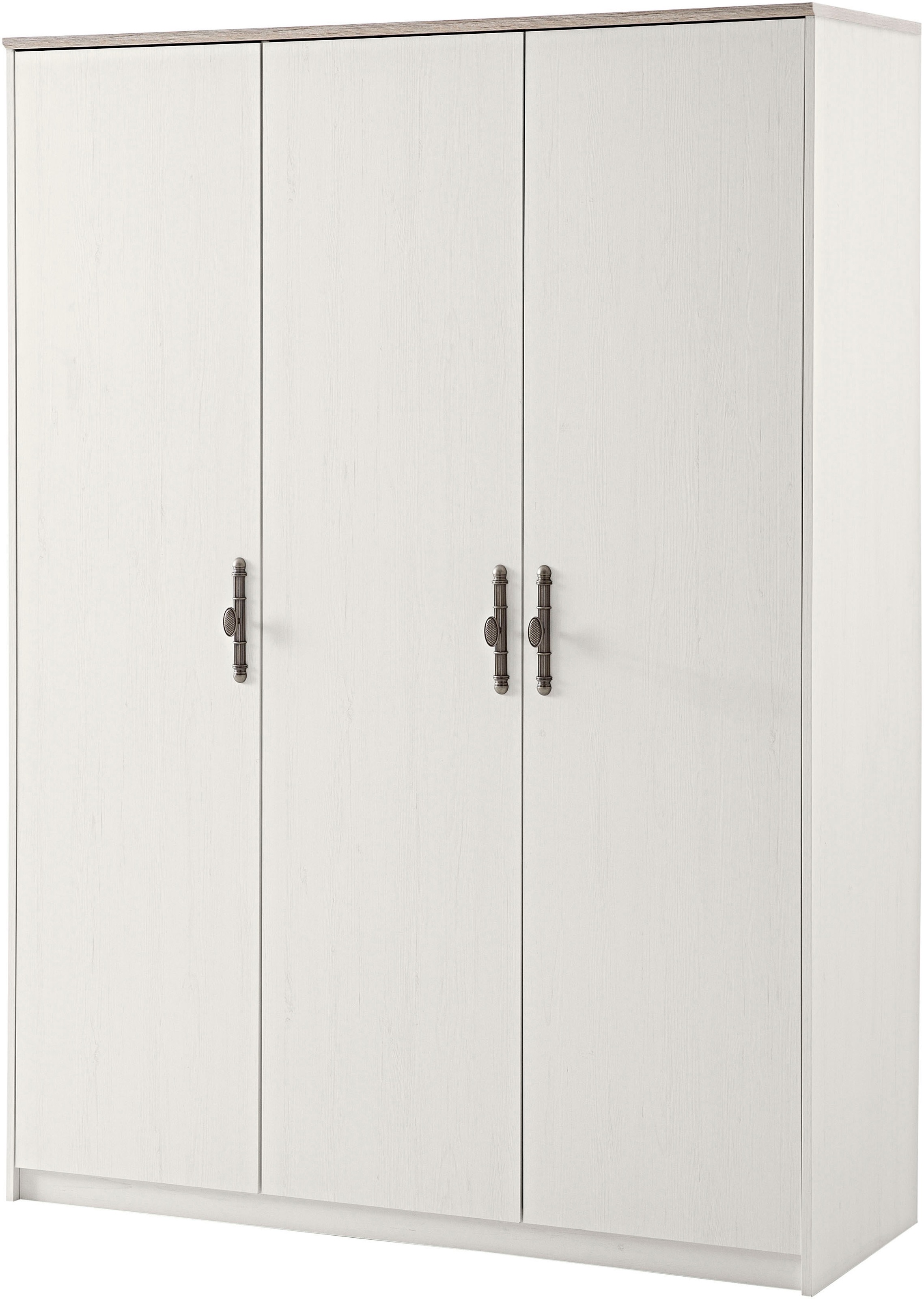 Home affaire Kleiderschrank »LiLLE, Drehtürenschrank im Landhausstil, Schrank mit Metallgriffen« viel Stauraum, mit Kleiderstange u Einlegeböden, vielseitig einsetzbar