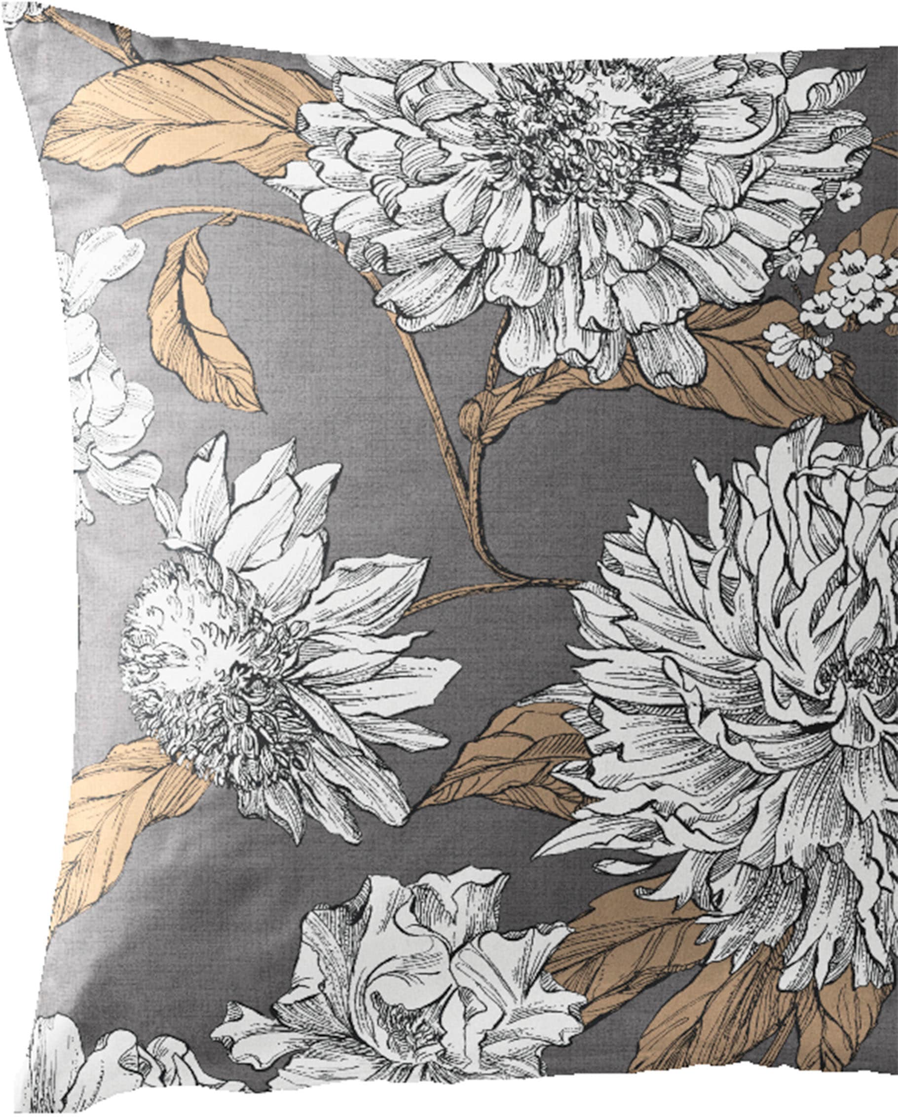 BIERBAUM Linge de lit »4059« 2 cuis Mako satin, 100 % coton, facile d'entretien, floral