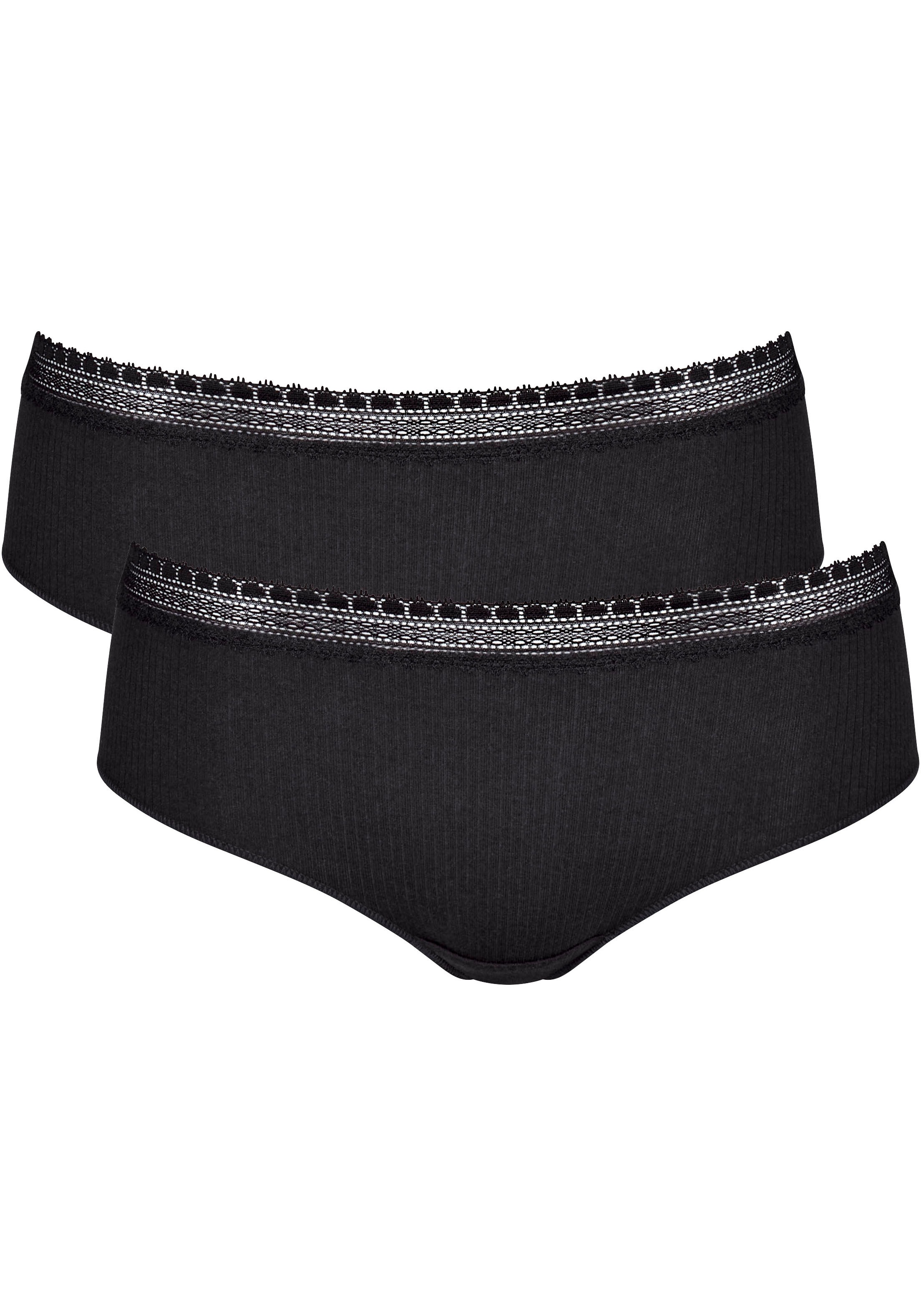 Image of sloggi Hipster "GO Ribbed" 2er Pack, Feinripp, Stretch-Spitze, Baumwollmix, bequem, elastisch, weich
