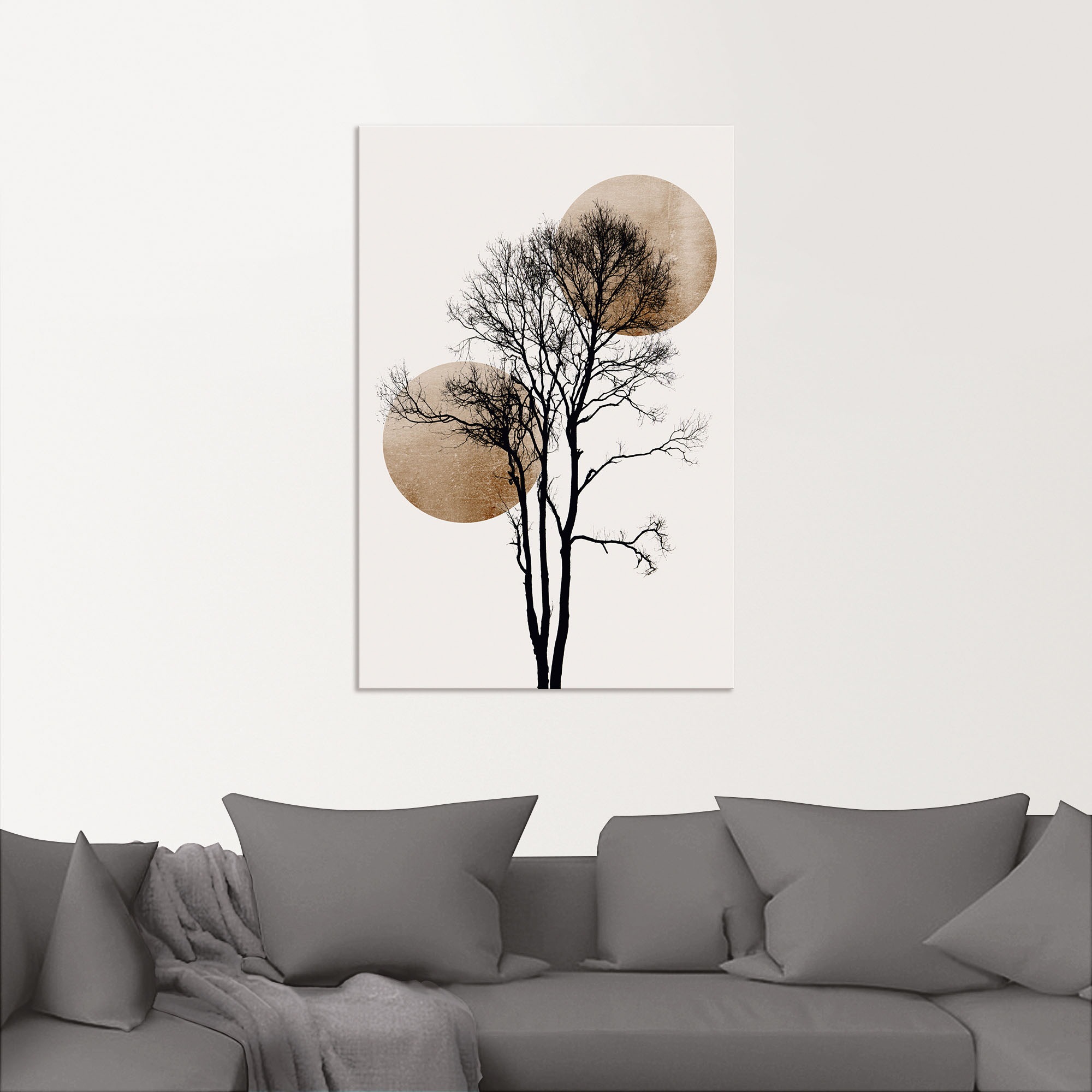 Artland Wandbild "Sonne und Mond versteckt" Baumbilder 1 Stk. tlg. als Alubild, Leinwandbild, Poster in verschied. Grössen