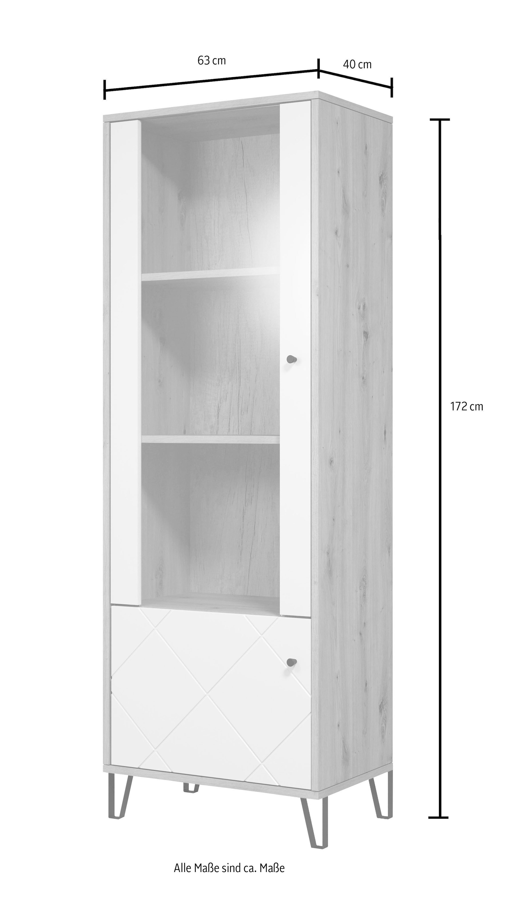 Home affaire Standvitrine »Tarragona« Standvitrine mit 2 Türen - (B/T/H) 63/40/172 cm