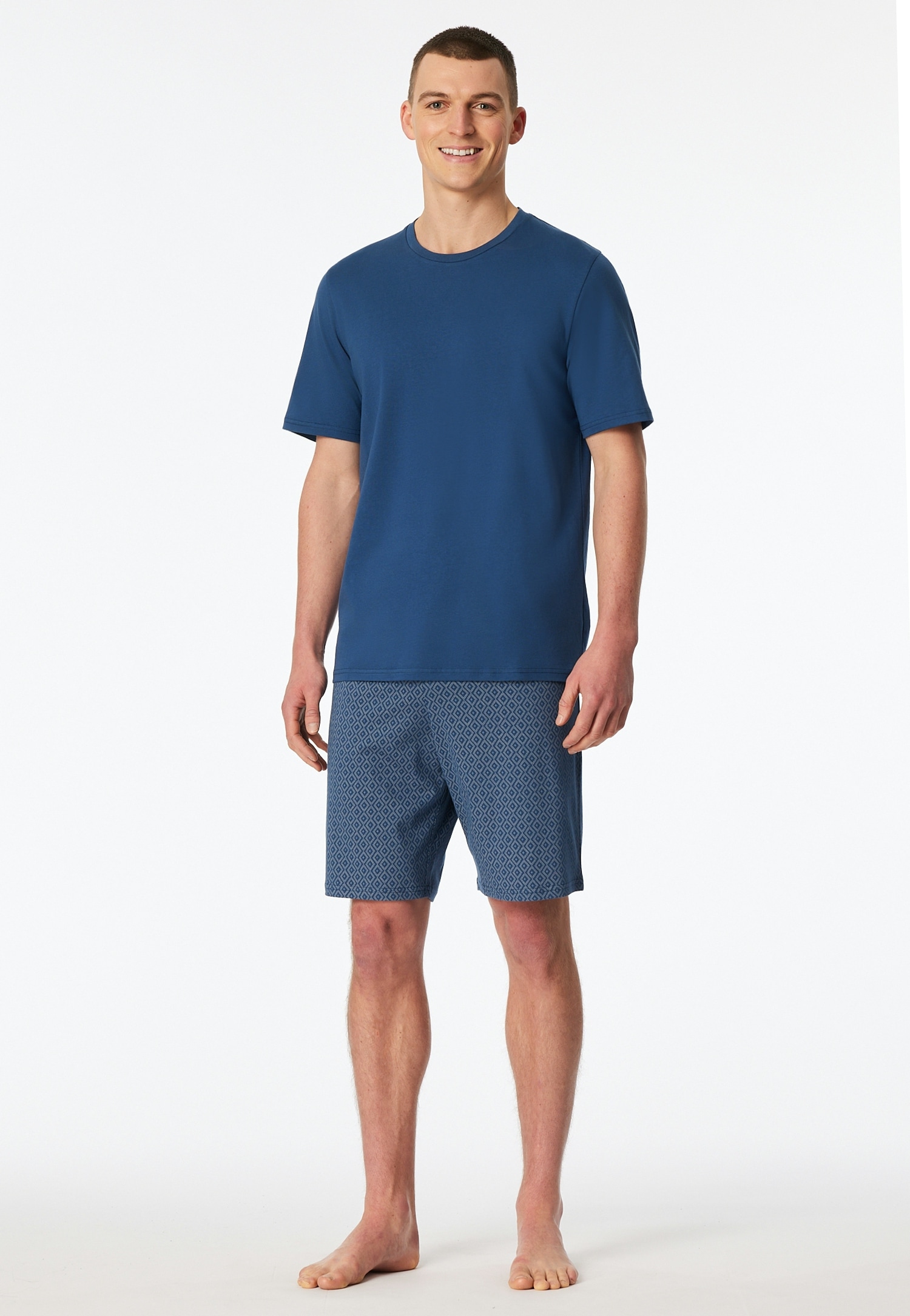 Image of Schiesser Pyjama "Casual Essentials" 0, 2 mit unifarbenem Oberteil und gemusterter Hose