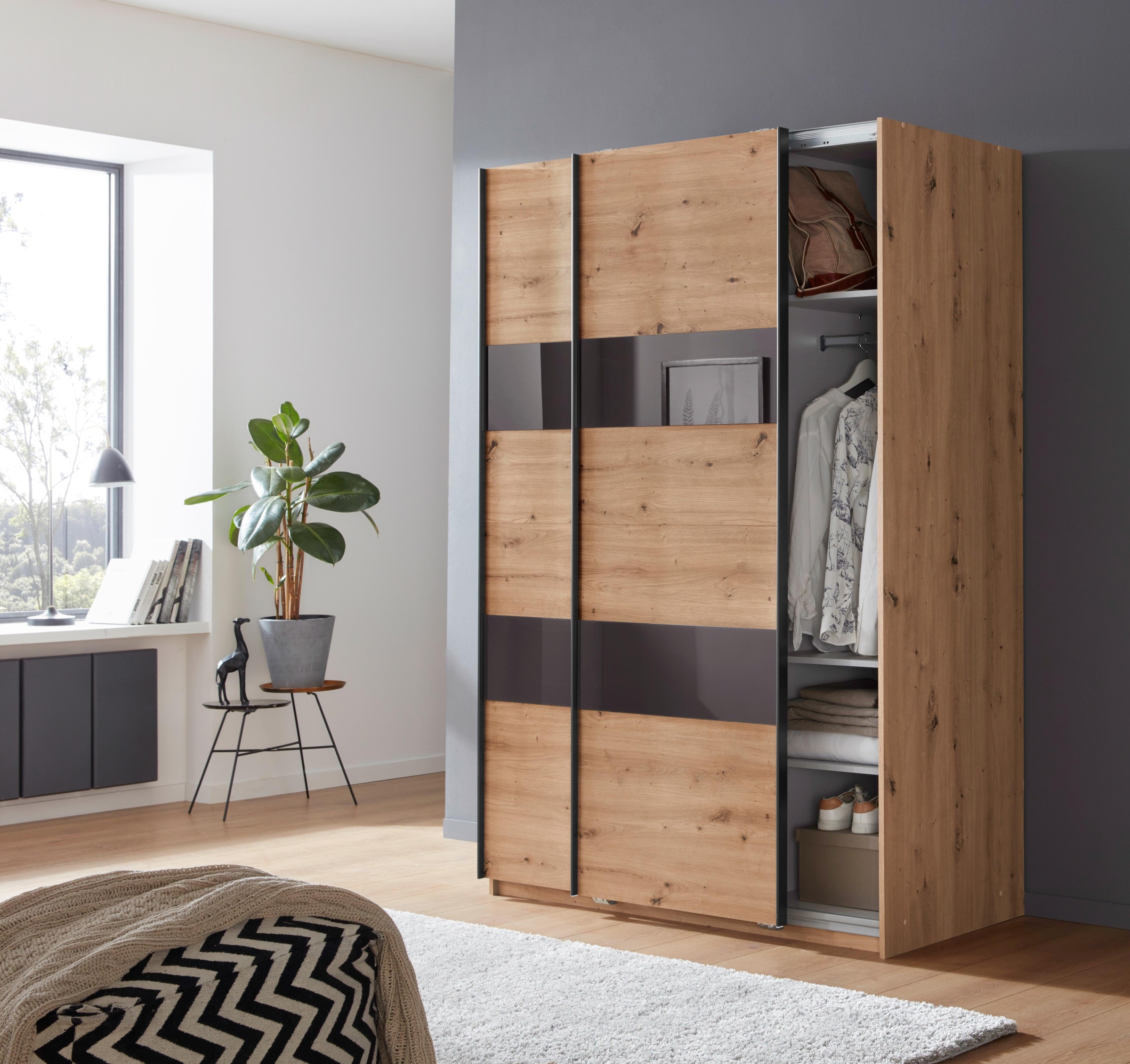 Wimex Schwebetürenschrank »Altona« mit Glaselementen und zusätzlichen Einlegeböden