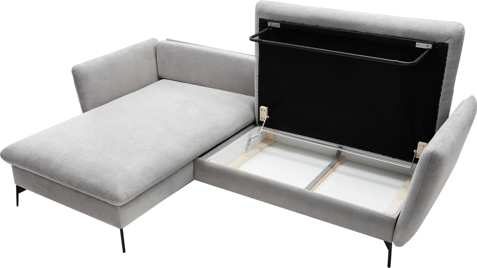 GOODproduct Ecksofa »LIVORNO,258 cm, L-Form,« Schlaffunktion u. Bettkasten (139/224cm), Samt, Struktur, Webstoff