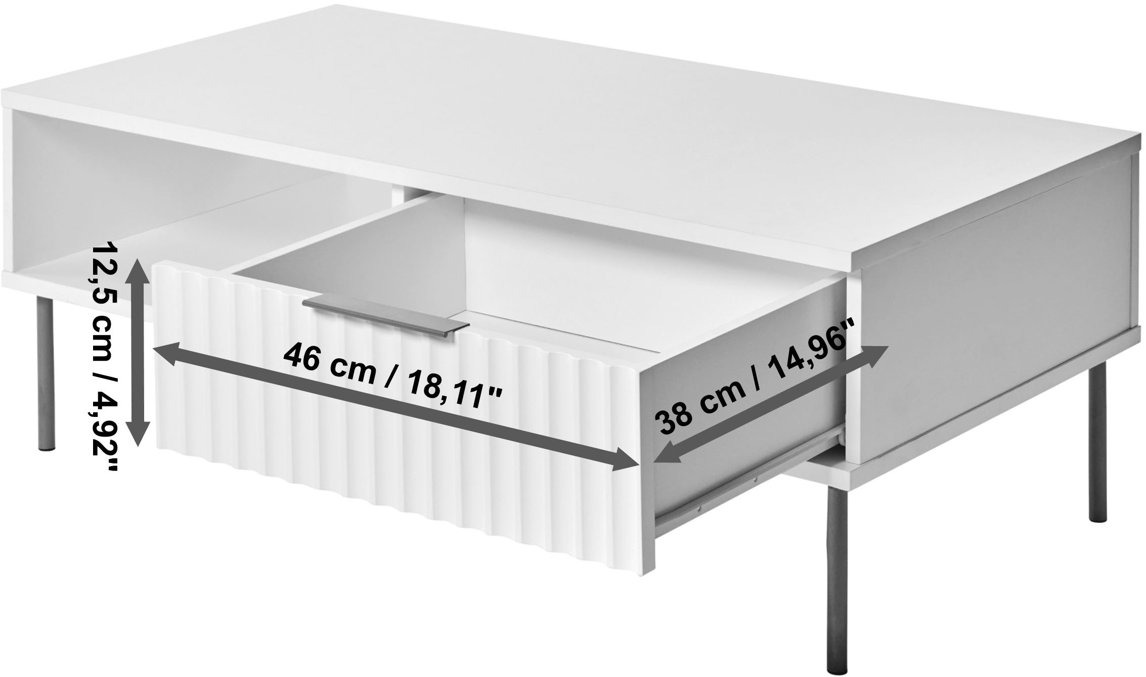 Jahnke Couchtisch »CARVE COFFEE SK« 1 Stk. tlg. Couchtisch mit Schublade und Fach, Gold-Look, raffiniertes Design
