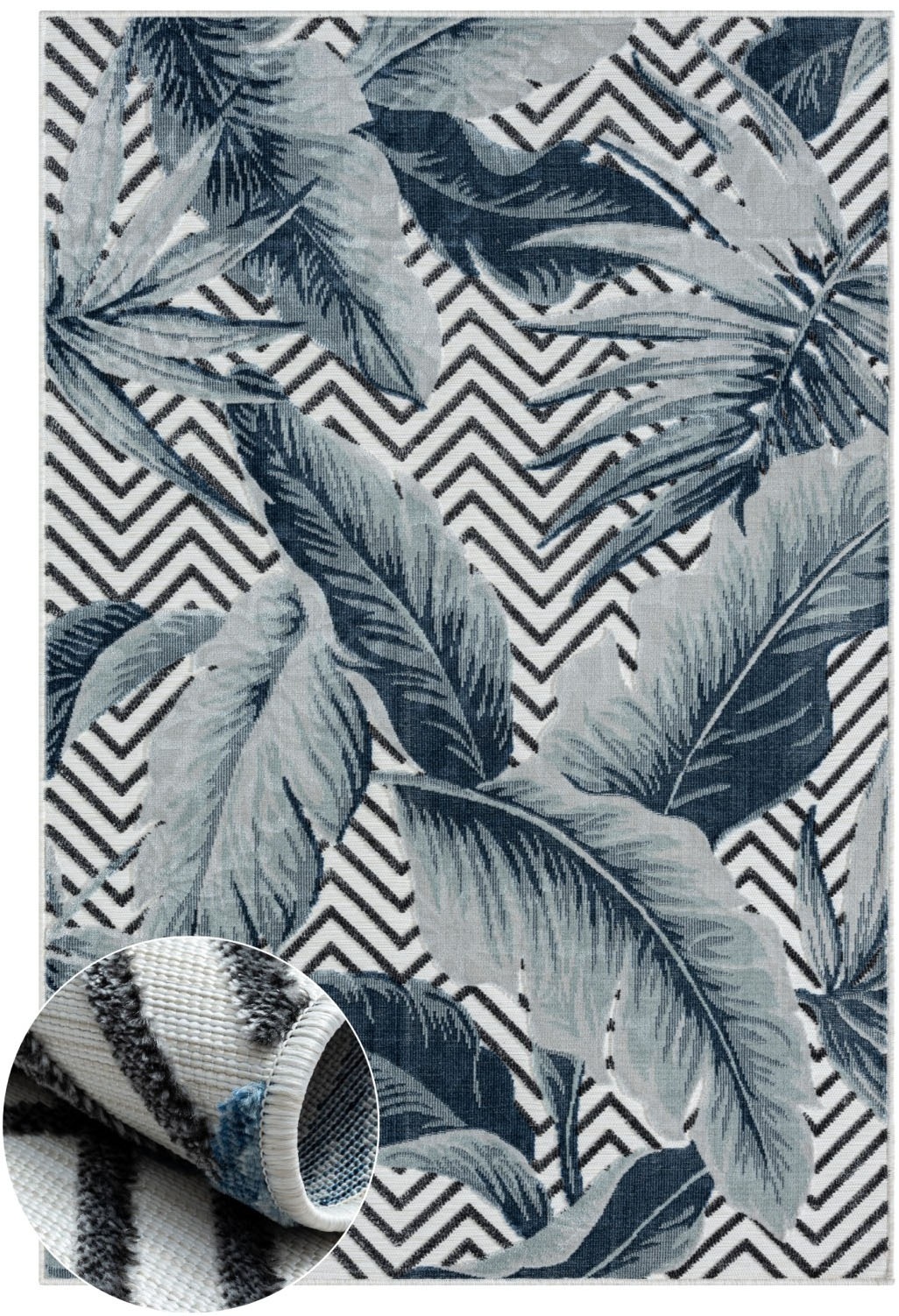 Image of Myflair Möbel & Accessoires Teppich "Tiki, LAGERRÄUMUNG" rechteckig 8 mm Höhe Blätter Motiv, Hoch-Tief Effekt, Outdoor geeignet, Balkon, Terrasse