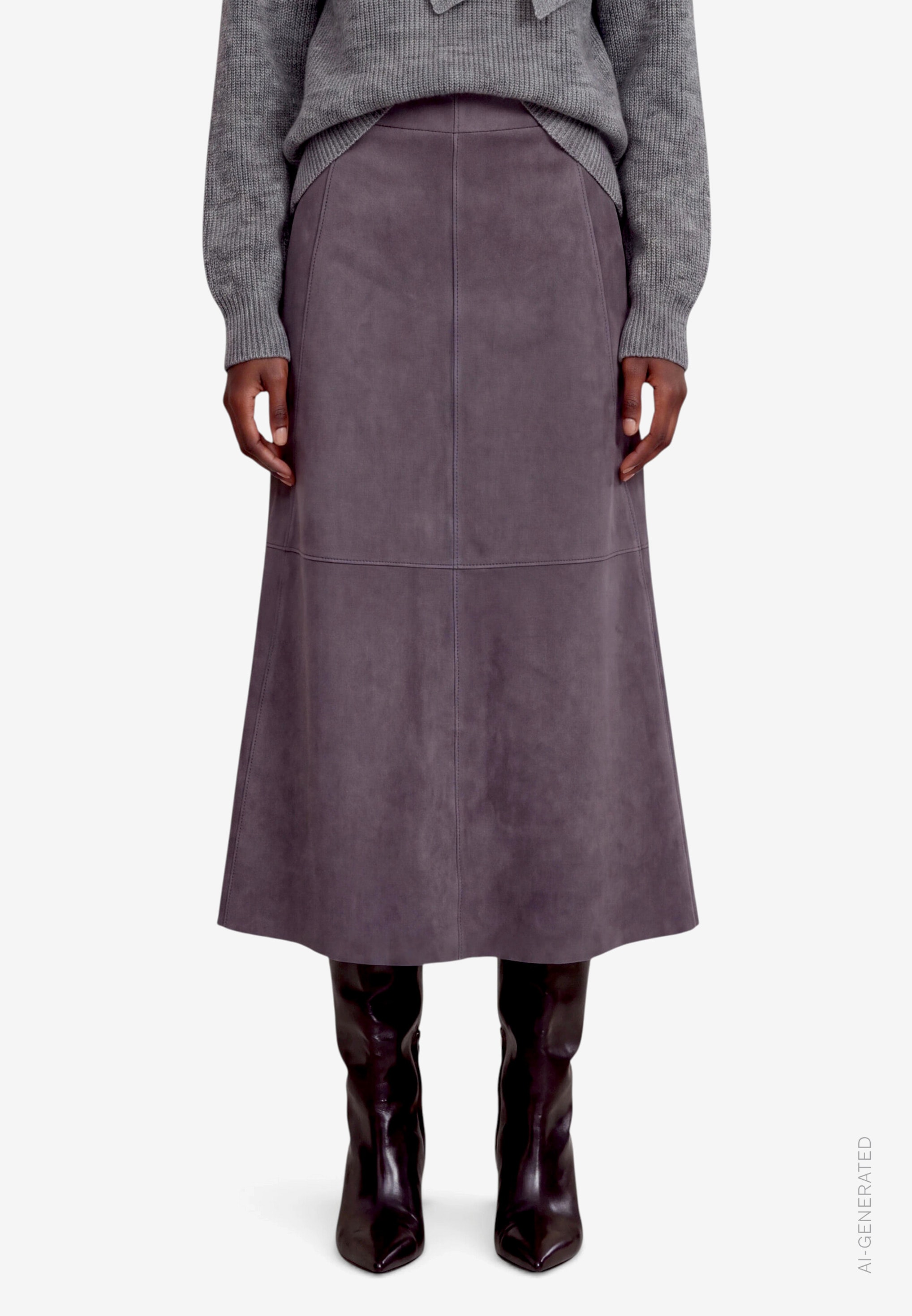 Image of Zero Midirock in Velourslederoptik / mit Stretch
