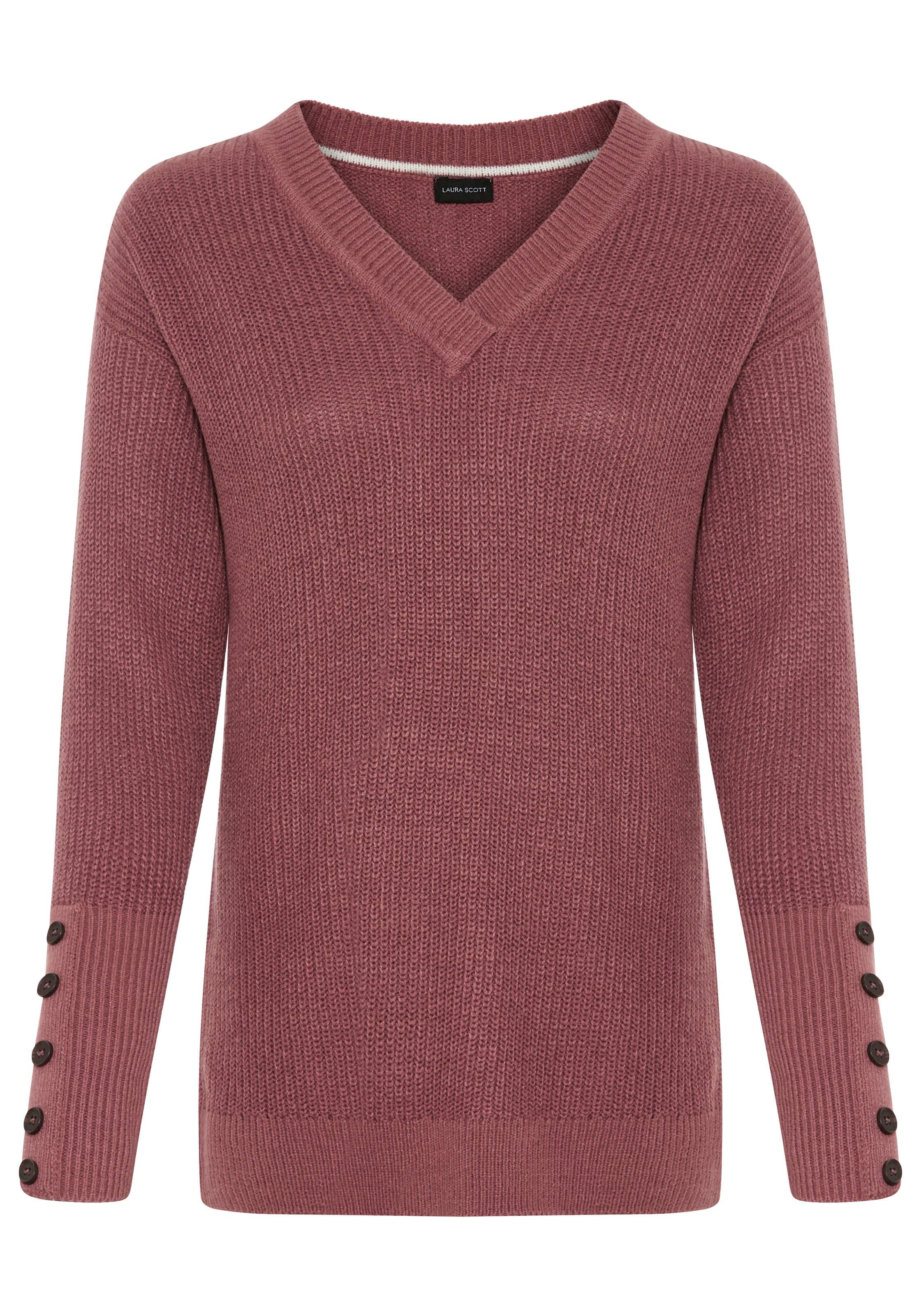 Laura Scott Pull col V Übergangspullover aus Baumwolle mit Knopfleiste - NEUE KOLLEKTION