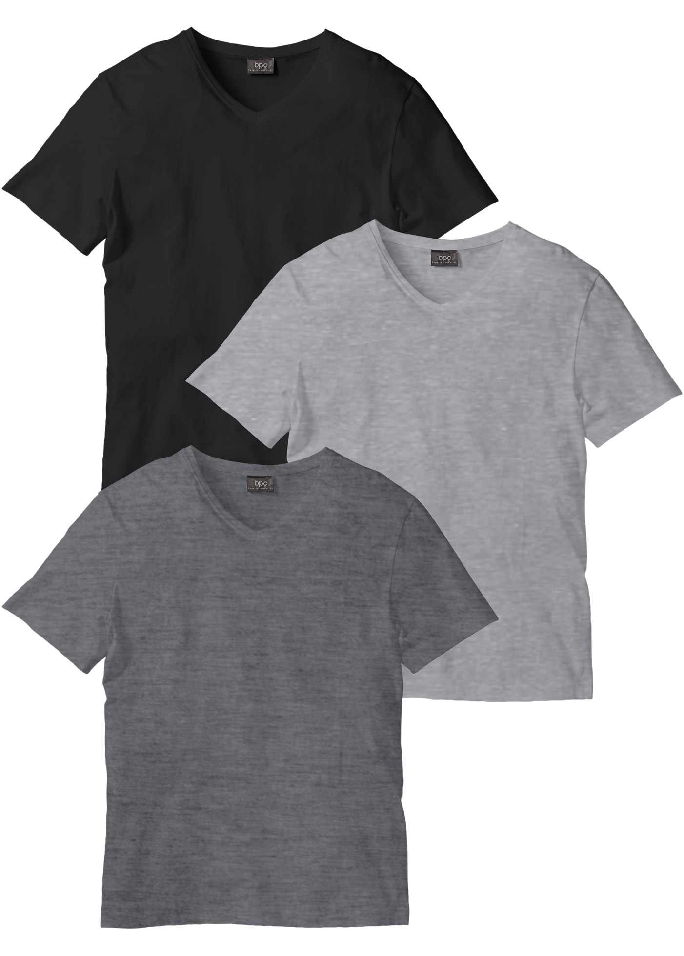 bonprix T-shirt »T-Shirt mit V-Ausschnitt (3er Pack)« Packung, 3, 3 cuis T-Shirt mit V-Ausschnitt (3er Pack)