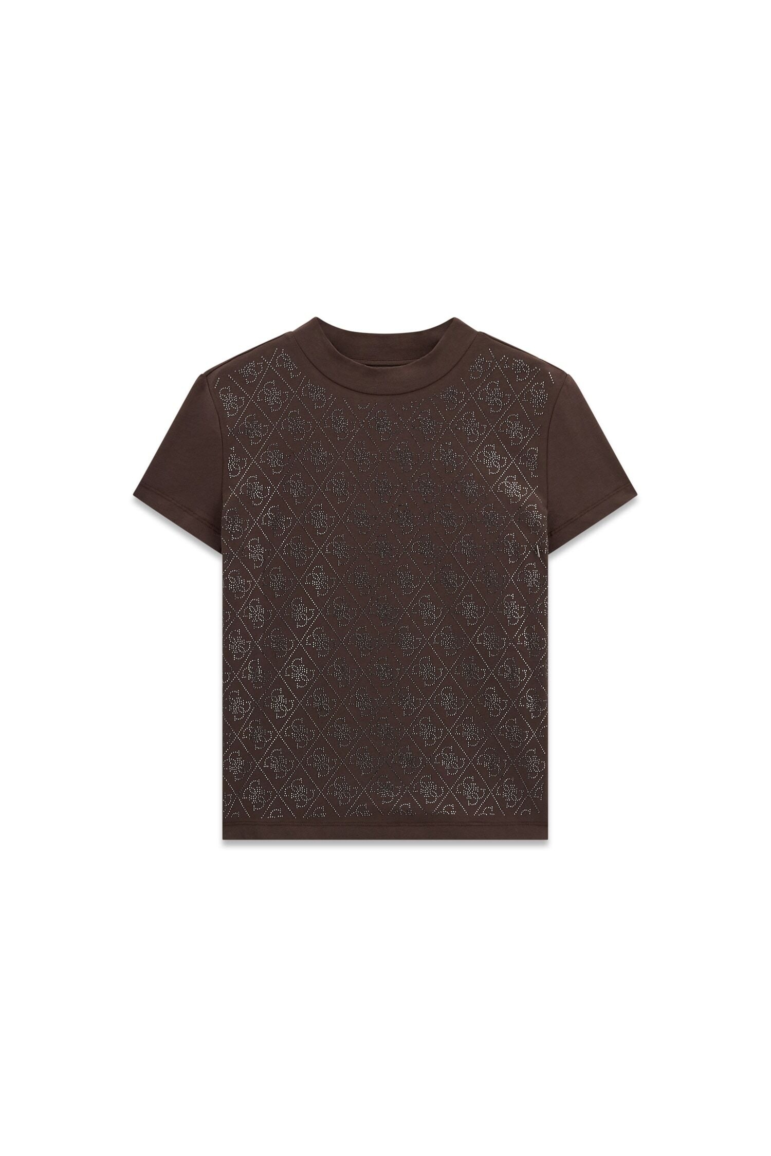 Guess T-Shirt »SS MOCK NECK ALL OVER 4G TEE« mit Strassbesatz, Slim Fit