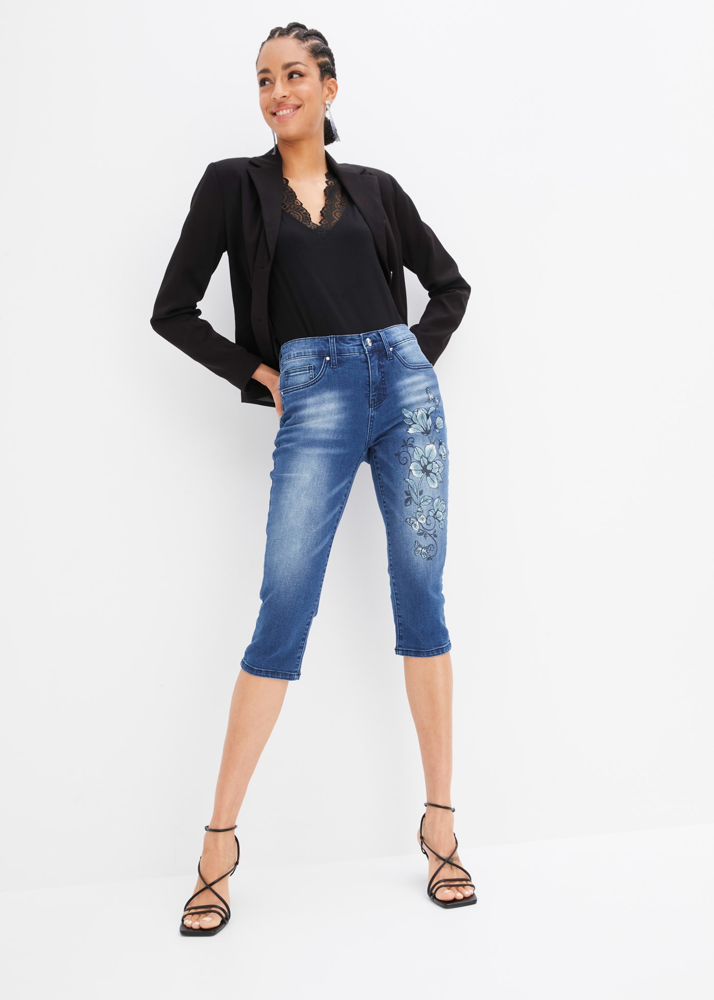 bonprix Caprijeans figurbetonte Passform, Skinny Fit, mit Elasthan-Anteil