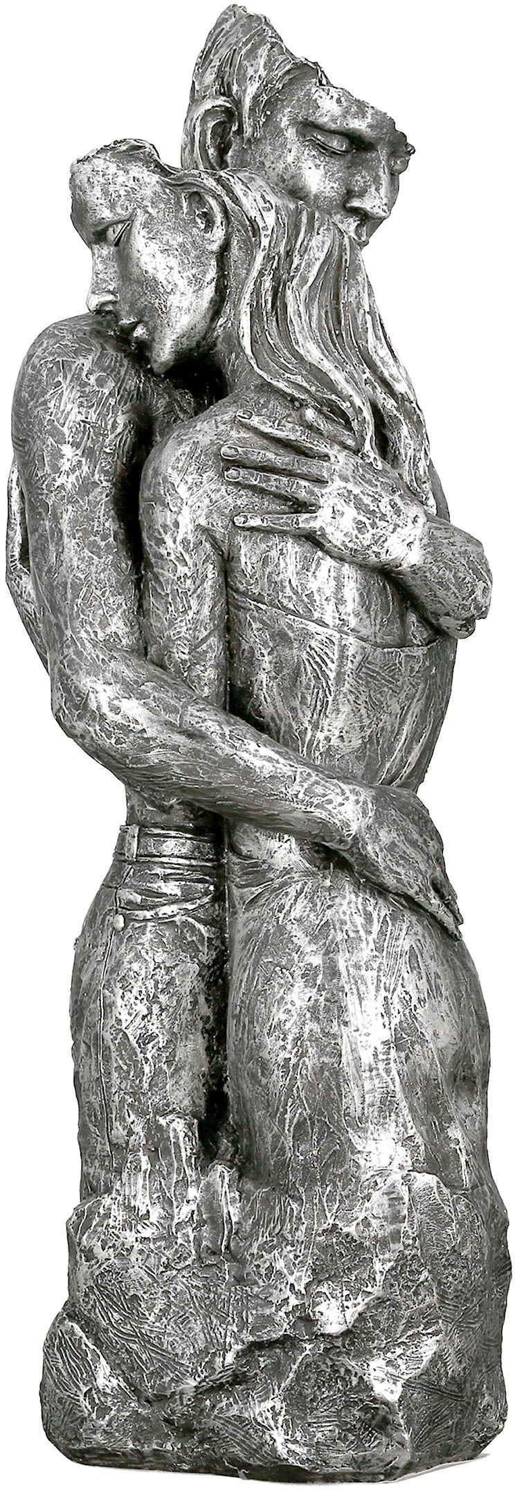 Image of GILDE Dekofigur »Skulptur Embrace, silberfarben«, (1 St.), Dekoobjekt, Höhe 49 cm, umarmendes Pärchen, antikfinish, mit Spruchanhänger, dekorativ im Wohnzimmer & Schlafzimmer bei Ackermann Versand Schweiz