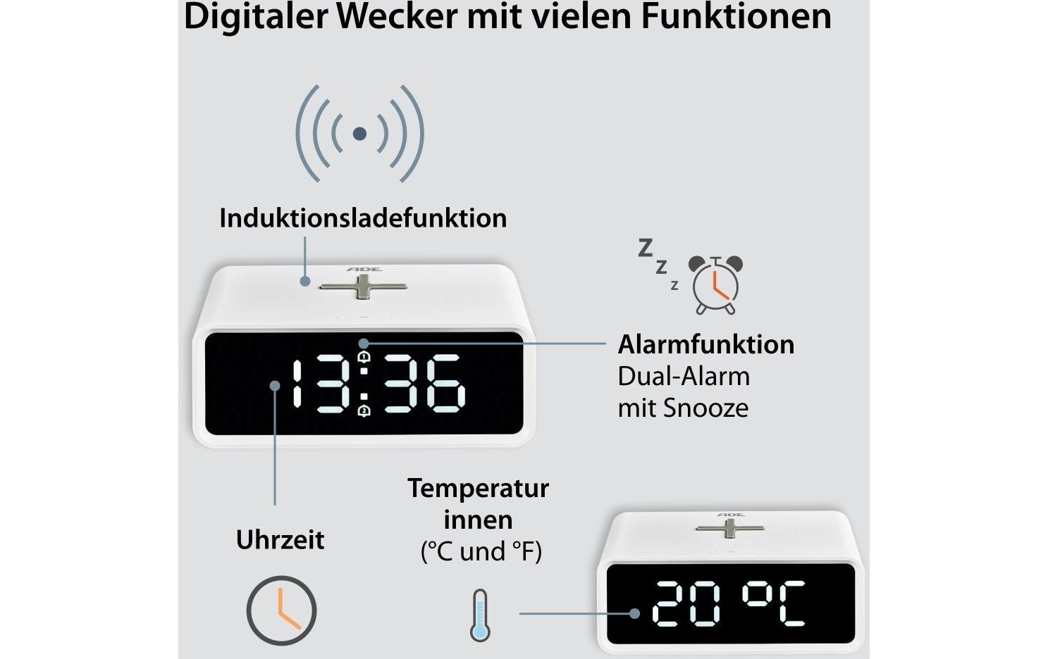 ADE Wecker »mit Temperaturanzeige«