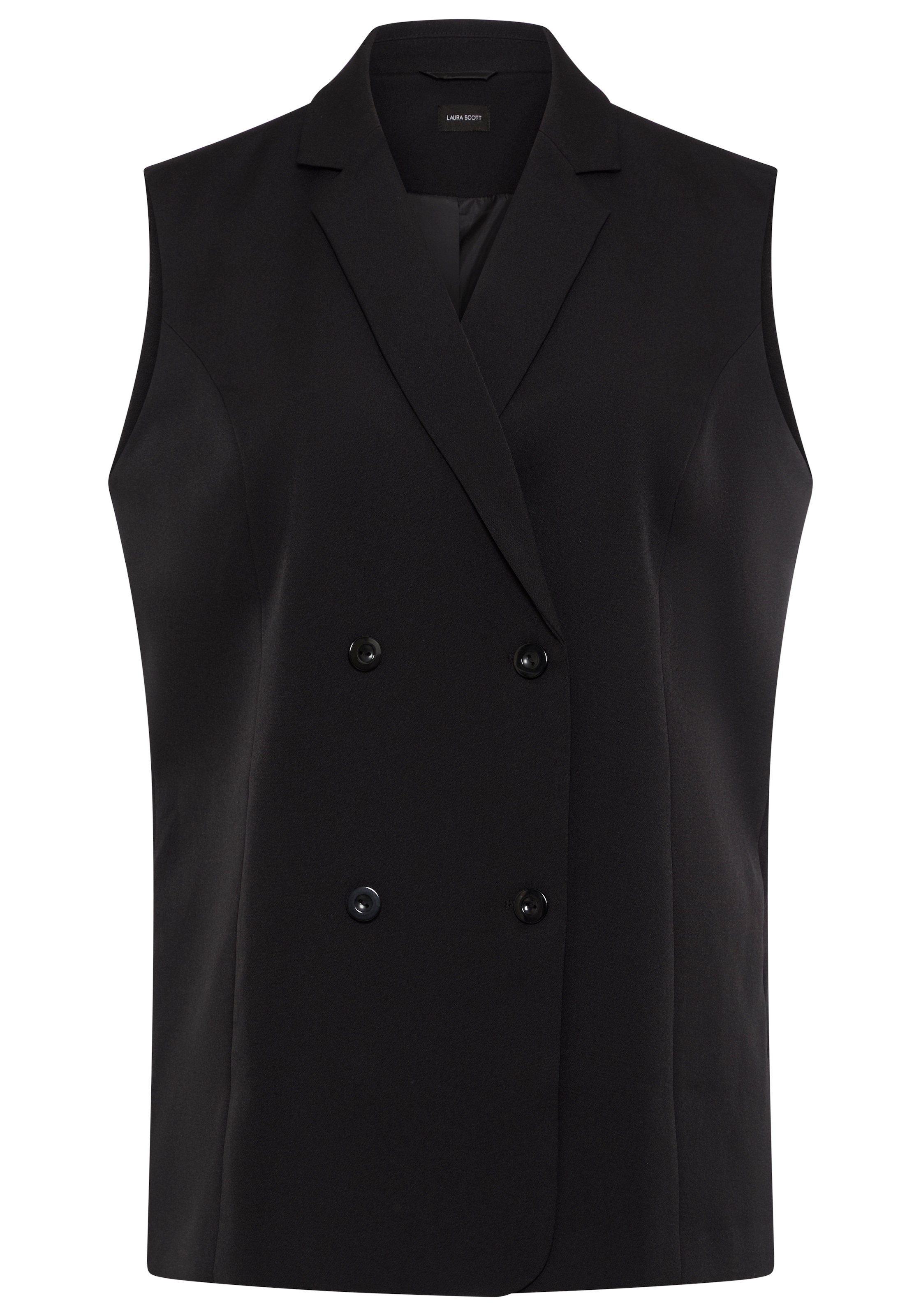 Laura Scott CURVE Gilet long »Grosse Grössen« en polyester et élasthanne, coupe féminine, apparence unie