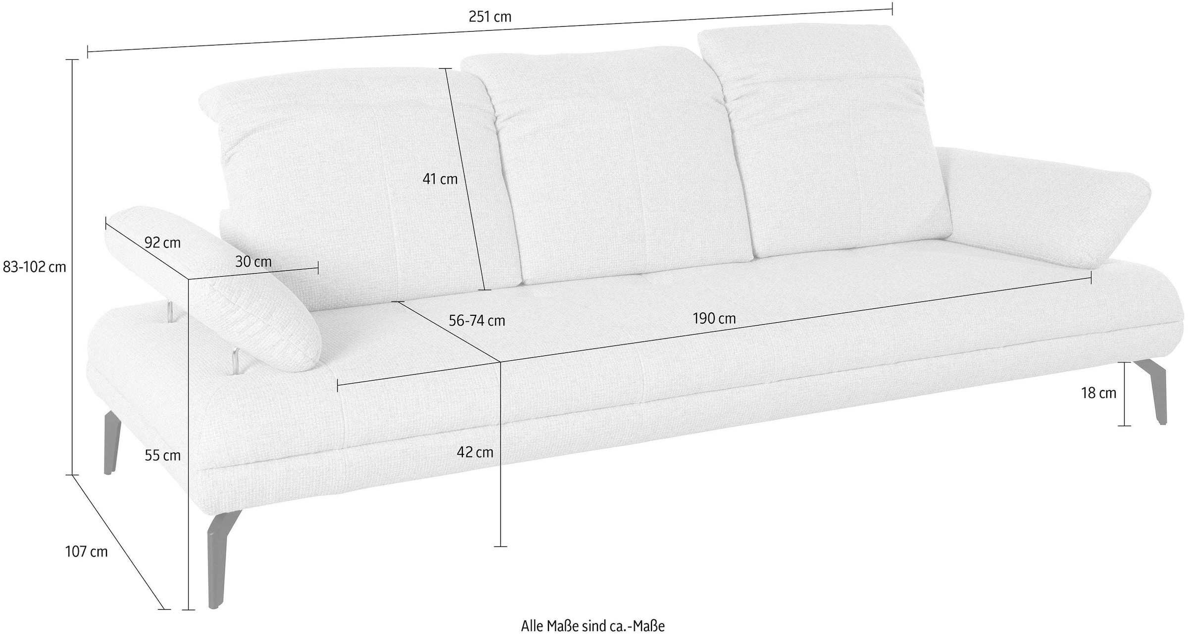 Home affaire 3-Sitzer »Stenlille Multifunktionssofa, bequem« incl. Sitztiefen-, Kopfteil- und Armteilverstellung