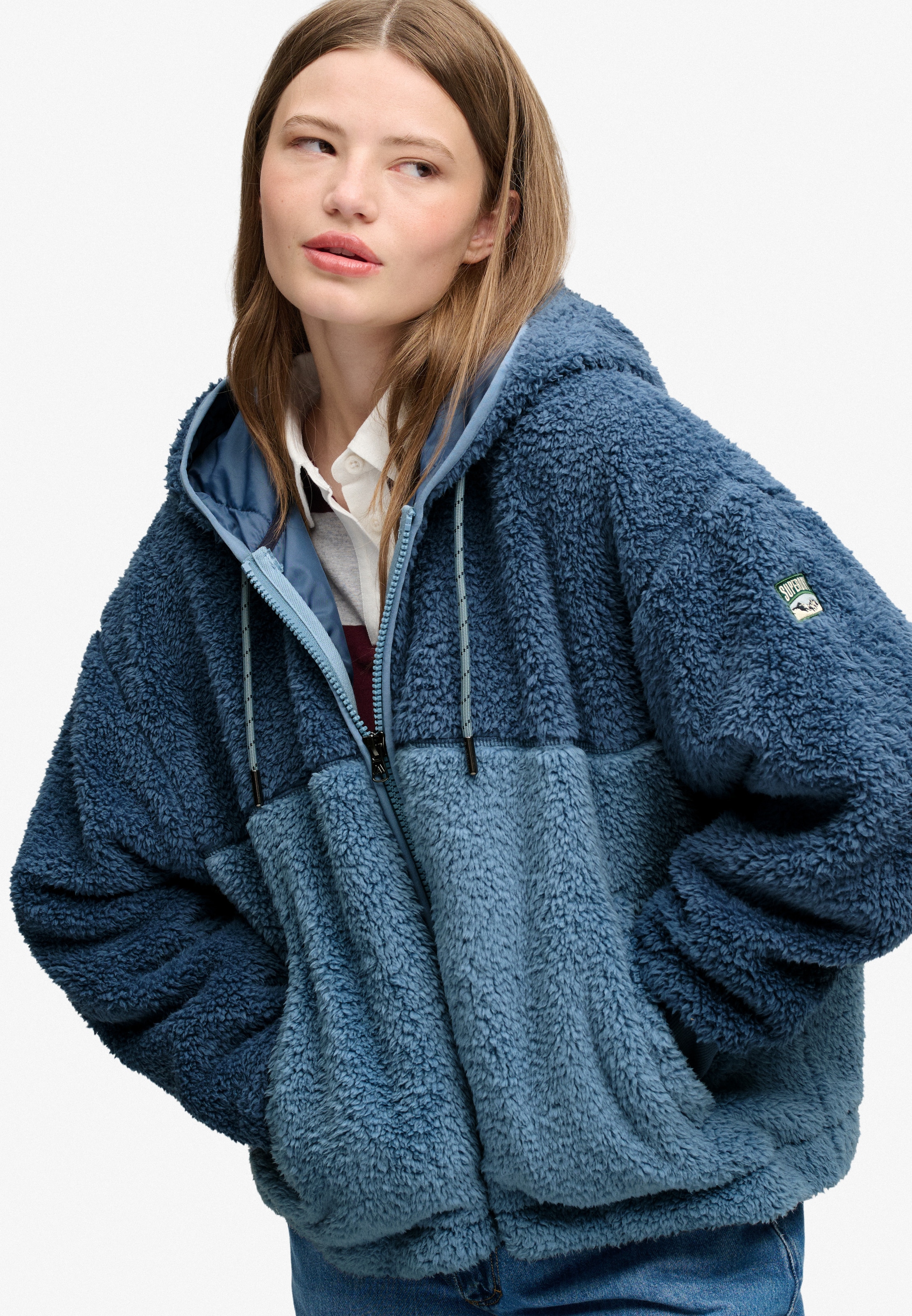 Superdry Sweat à capuche »SUPER SOFT ZIPHOOD« Kunstfaser, oversize