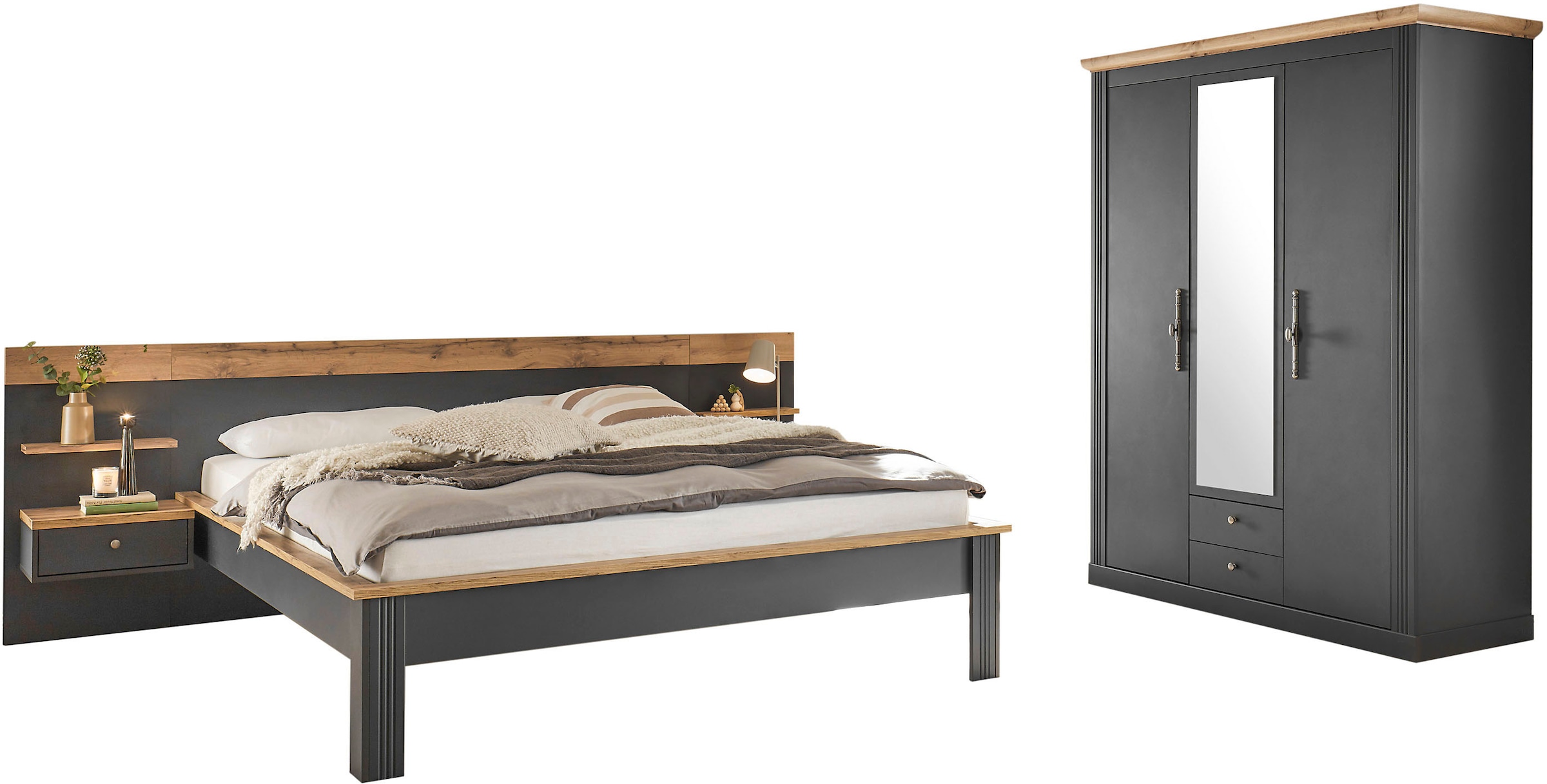 Schlafzimmer-Set »Westminster«, beinhaltet 1 Bett, Kleiderschrank 3-türig und 2...
