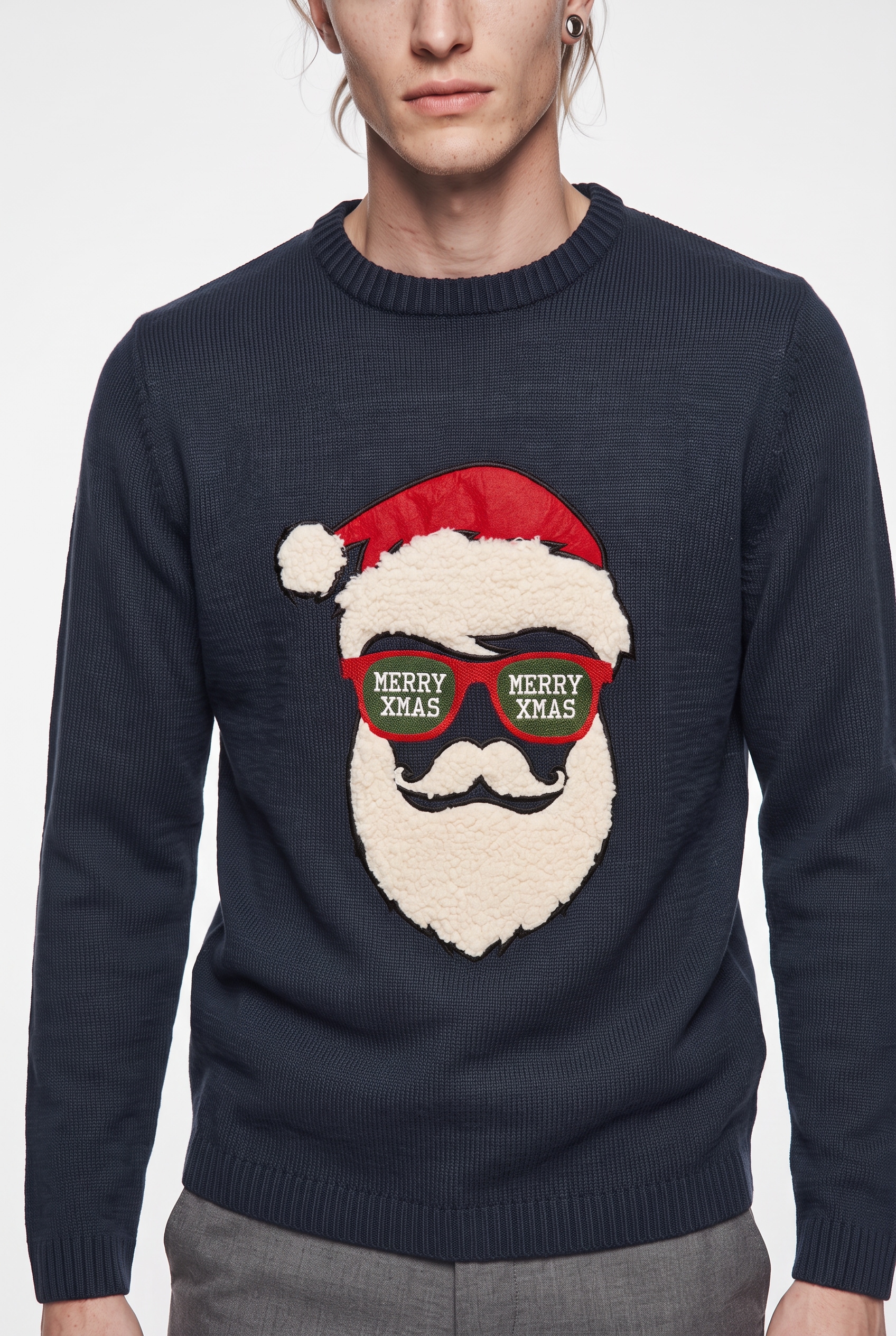 ONLY & SONS Pull en tricot »ONSXMAS 7 FUNNY BADGE JAQUARD KNIT CS« fibre synthétique, broderie