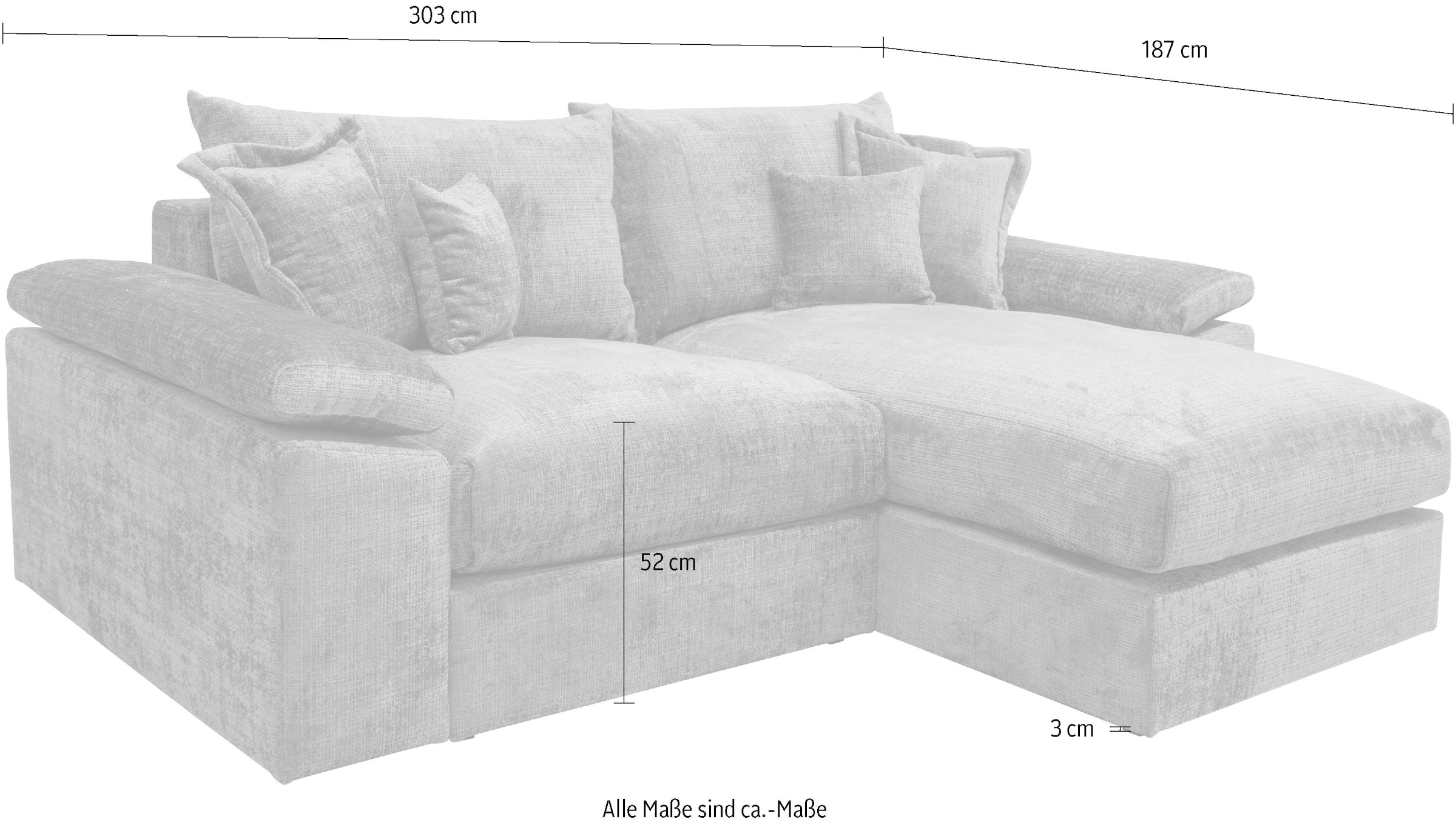 Home affaire Ecksofa »Soft&Cosy XXL L-Form - Breite 303 cm«, Mega-Sofa, Cord oder Chenille-Struktur, Federkern-Polsterung