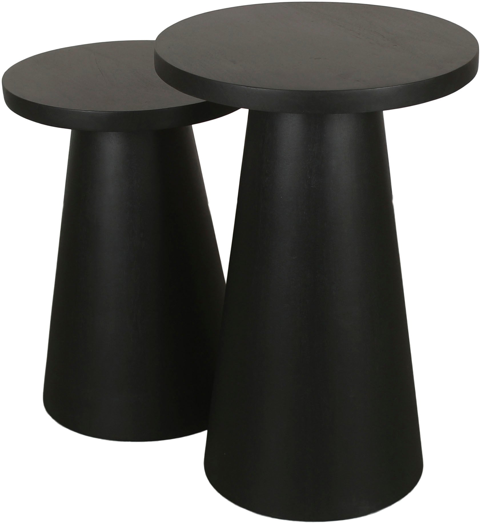 byLIVING Beistelltisch »Cone«, (Set), aus Massivholz in schwarz oder white wash, verschiedenen Grössen