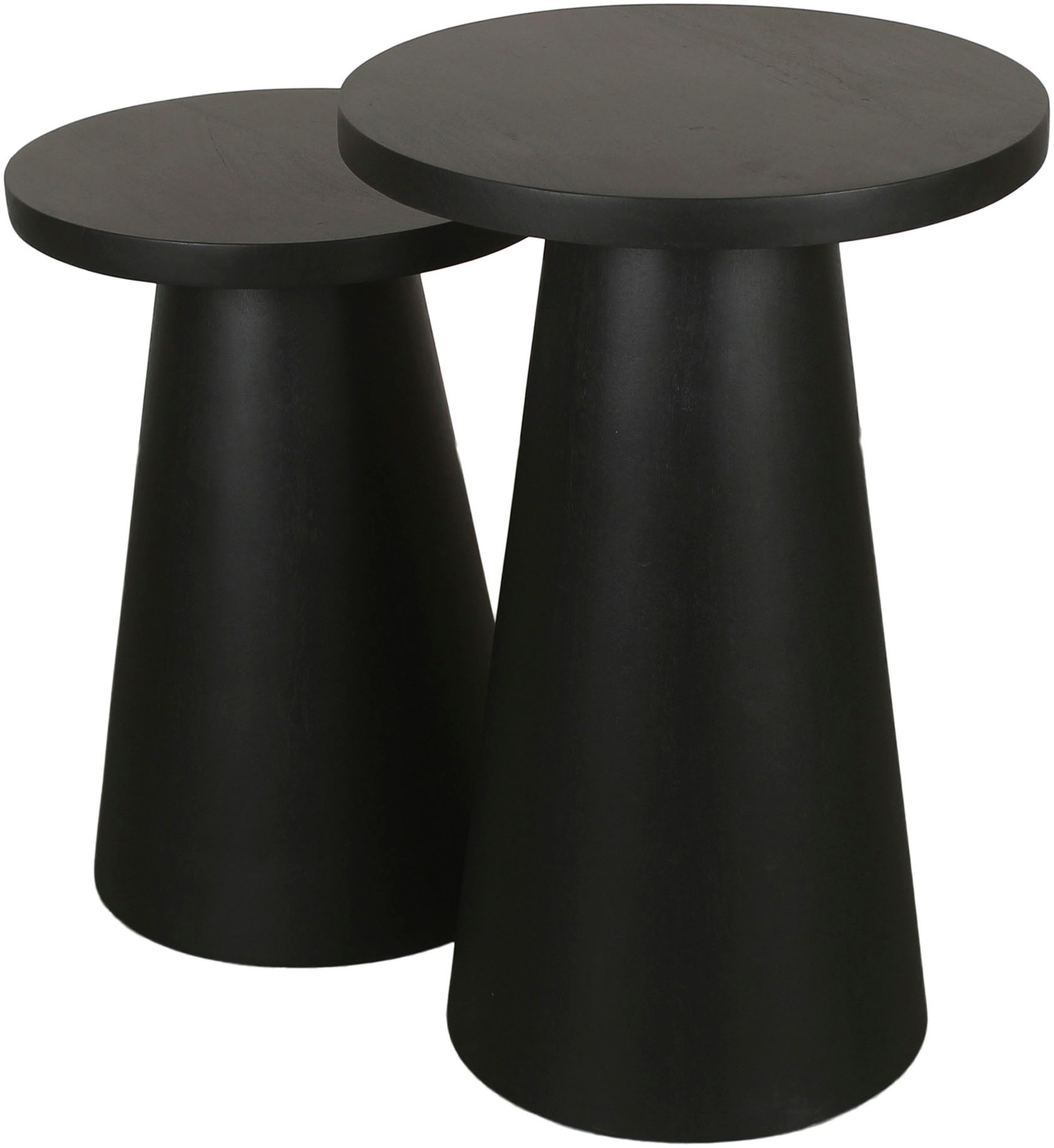 byLIVING Beistelltisch "Cone" Set, aus Massivholz in schwarz oder white wash, verschiedenen Größen