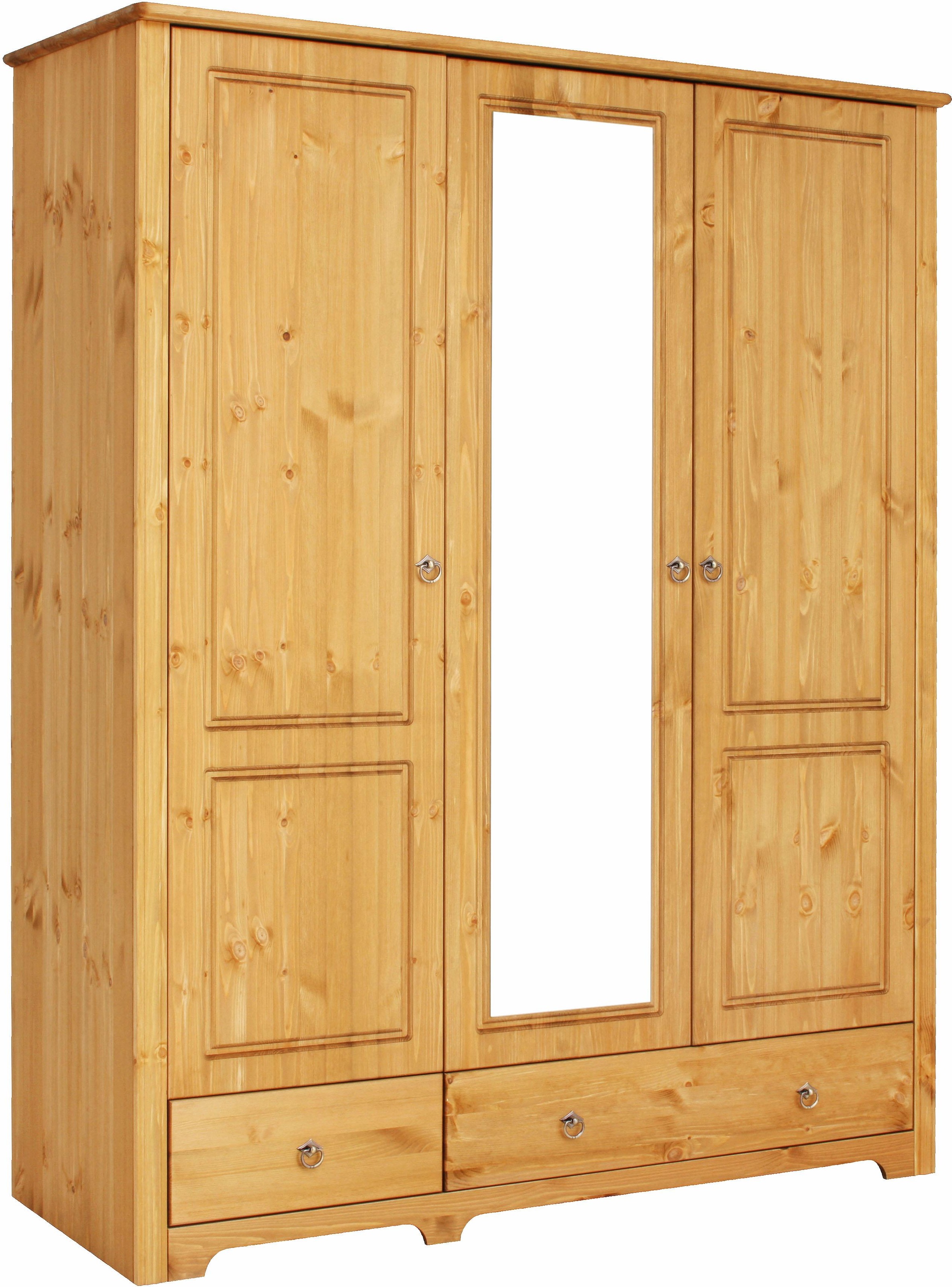 Image of GOODproduct Kleiderschrank "Hugo" 3 Breiten: 106/200/245 cm H/T ca. 190/58 cm, aus massiver Kiefer im Landhausstil, mit Spiegel