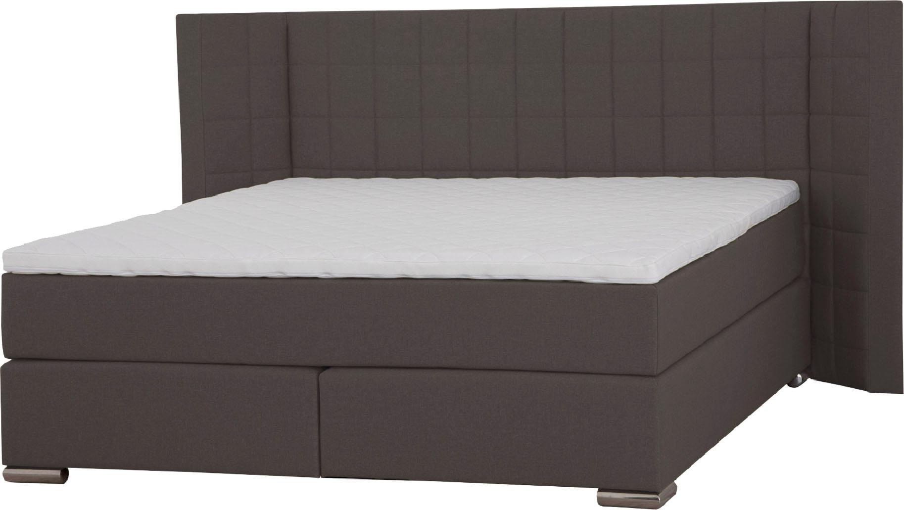 Places of Style Boxspringbett »Piazza«, mit Steppung und Kopfteil mit seitlichen Flügeln
