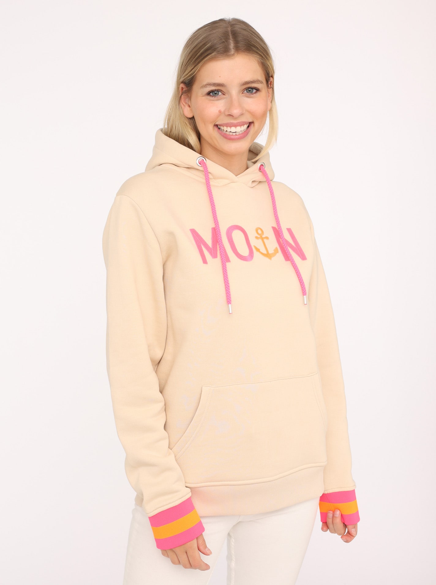 Zwillingsherz Hoodie »"Rahel"«, Kontrastbündchen, Kängurutasche, Langarm, Kapuze, Kordelzug