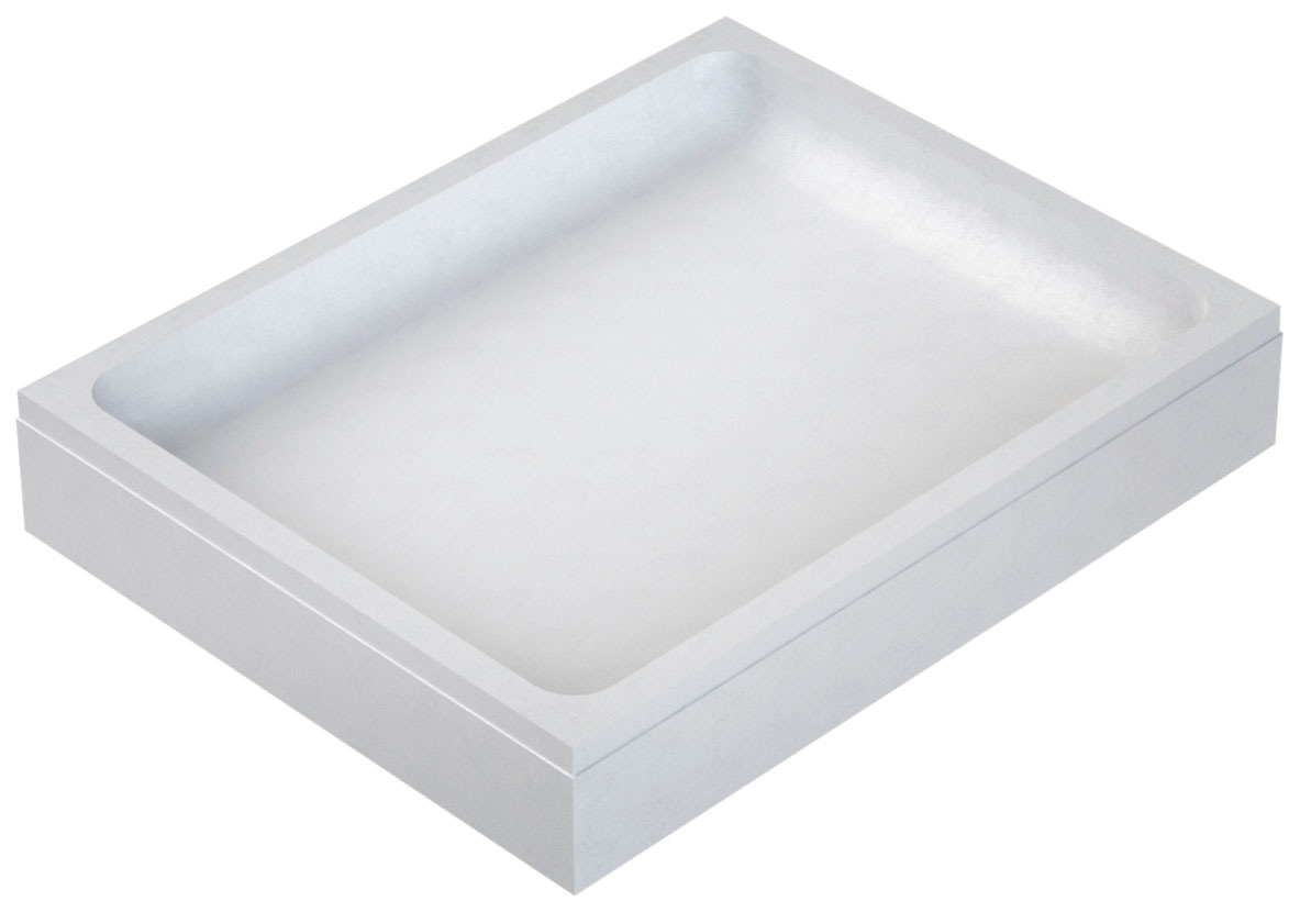 OTTOFOND Receveur de douche Ensemble,  100x80x3 cm, avec support de baignoire, garniture d'évacuation et bande d'étanchéité pour joints