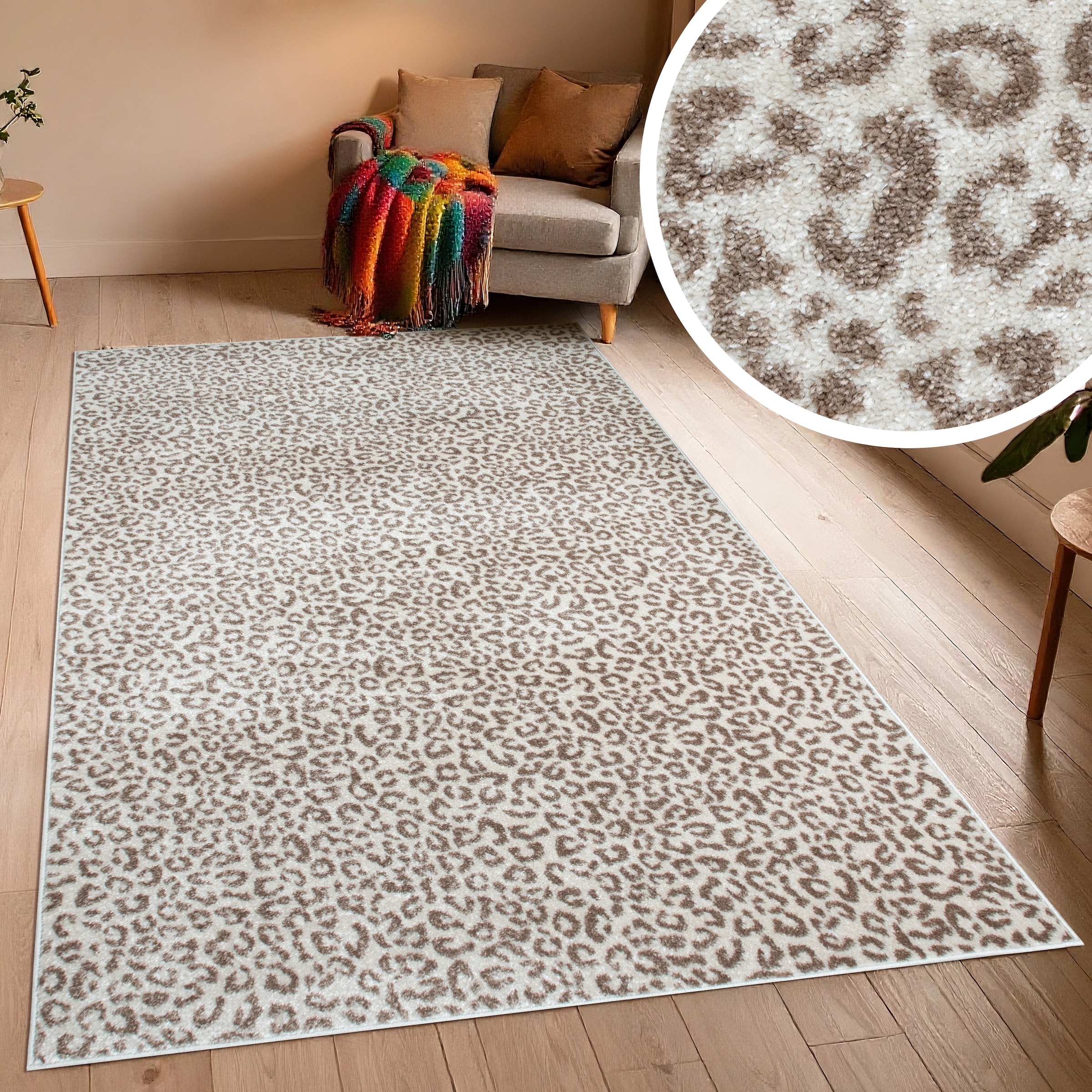 GOODproduct Tapis »Fynna, Leoparden-Muster, Animal Print, modern« Rectangulaire 9 mm Höhe Léopard, peluche très douce, salon, chambre, salle à manger
