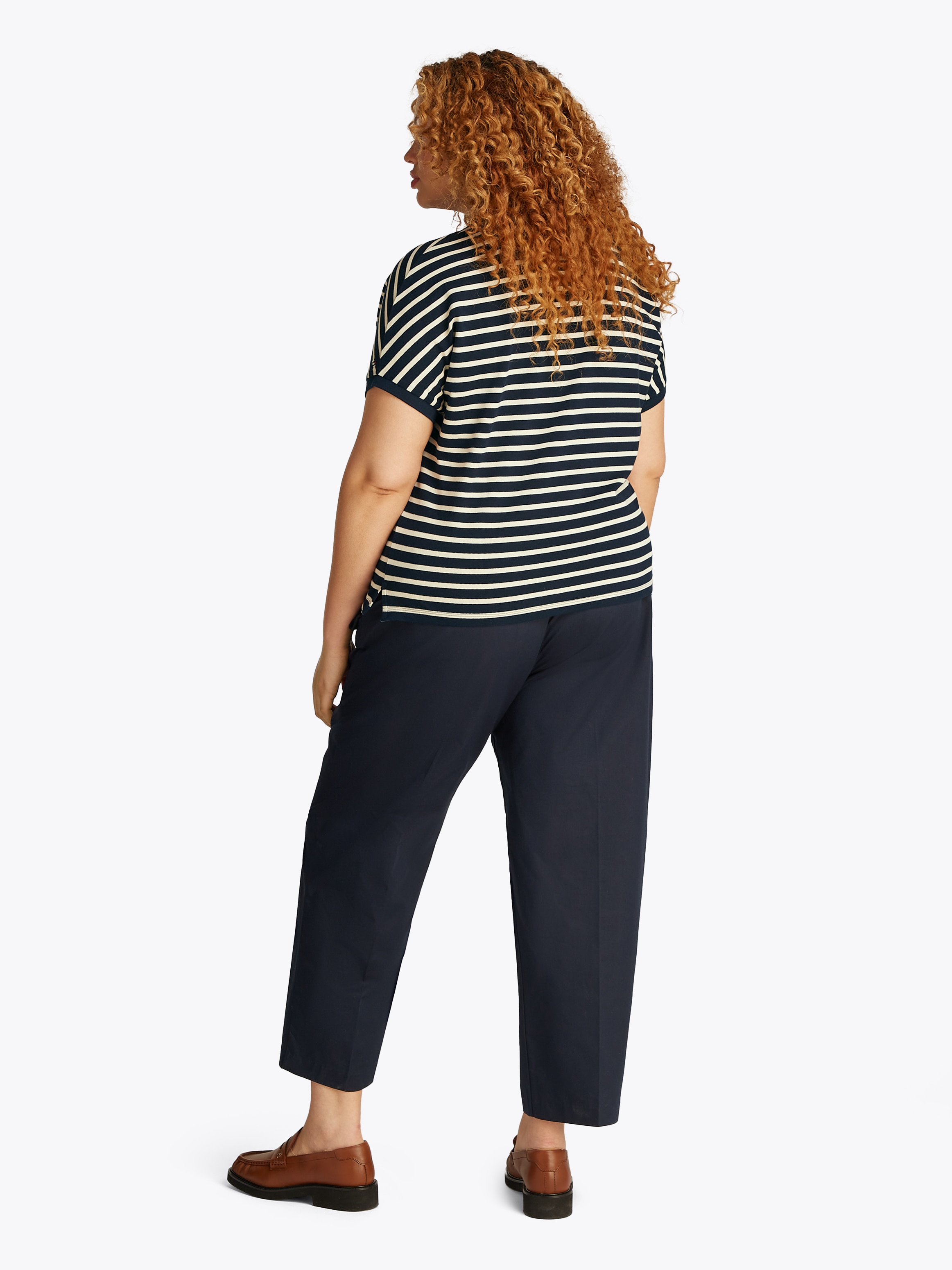 Tommy Hilfiger Curve Poloshirt »CRV LYOCELL OPEN-NK POLO SS«, in Grossen Grössen, Polokragen, Streifenmuster