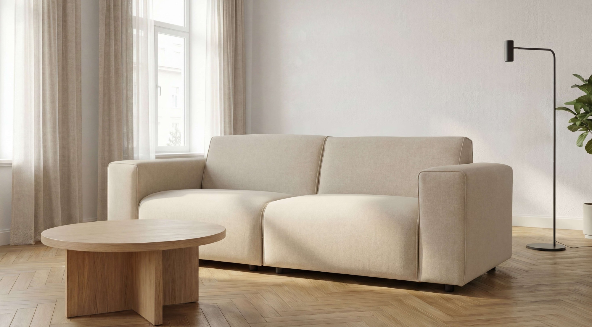 GOODproduct 3-places »Naddine« L. 228 cm, tissu structuré effet mélange, avec suspension ondulée