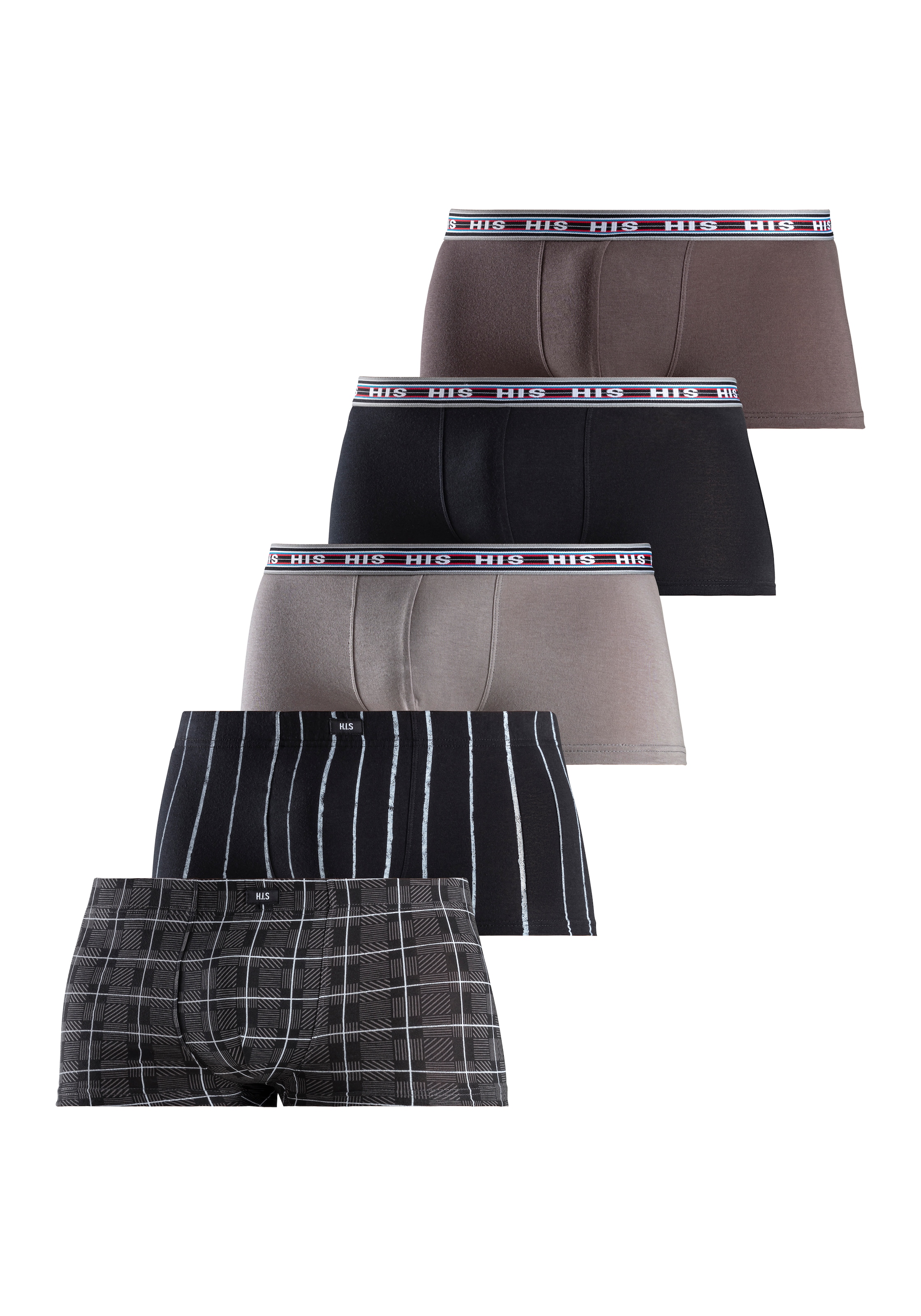 Image of H.I.S Hipster Packung, 5 Stk. knapp sitzende Boxershorts aus Baumwoll-Stretch