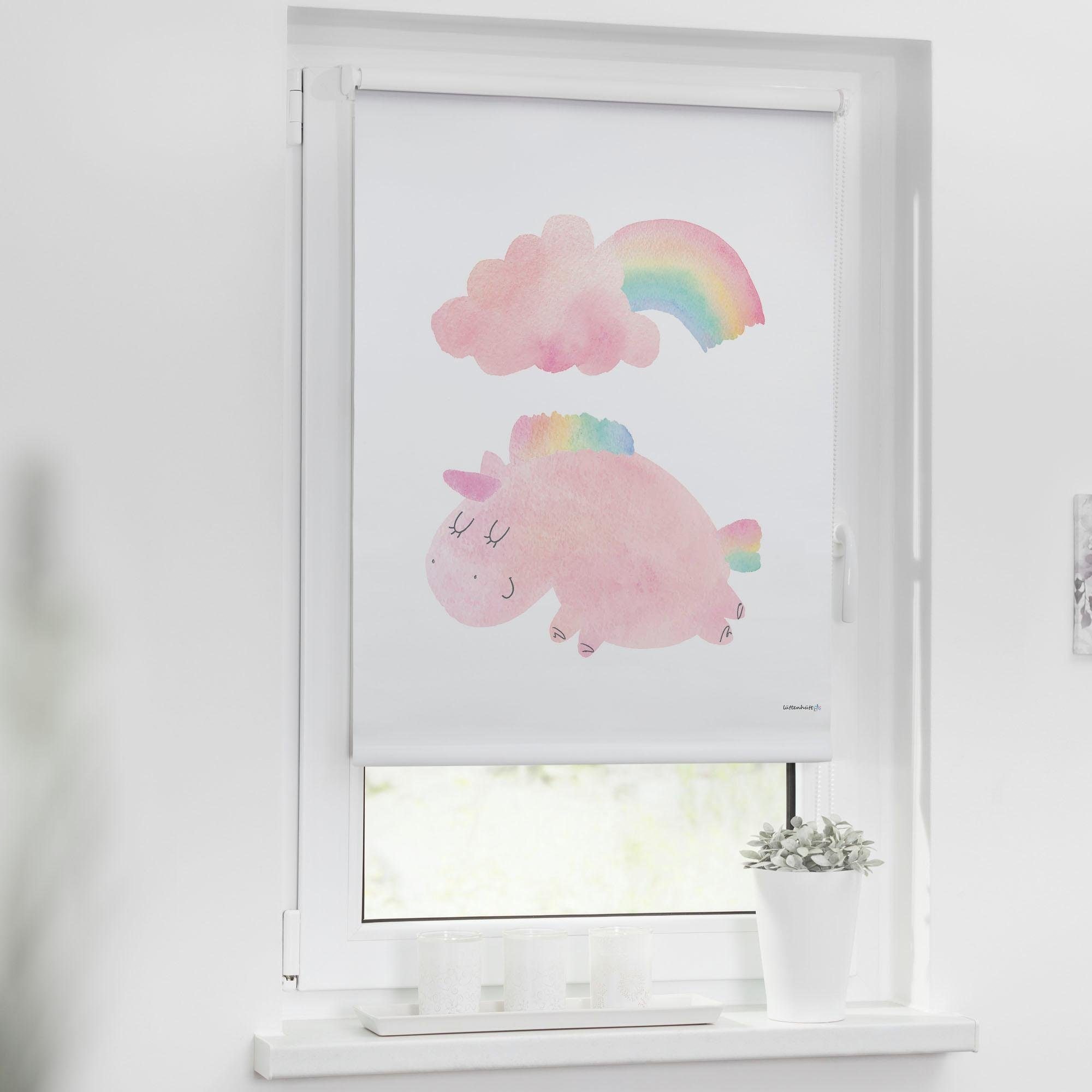 Image of Lüttenhütt Seitenzugrollo "EINHORN" verdunkelnd ohne Bohren Kinderrollo im Fixmass